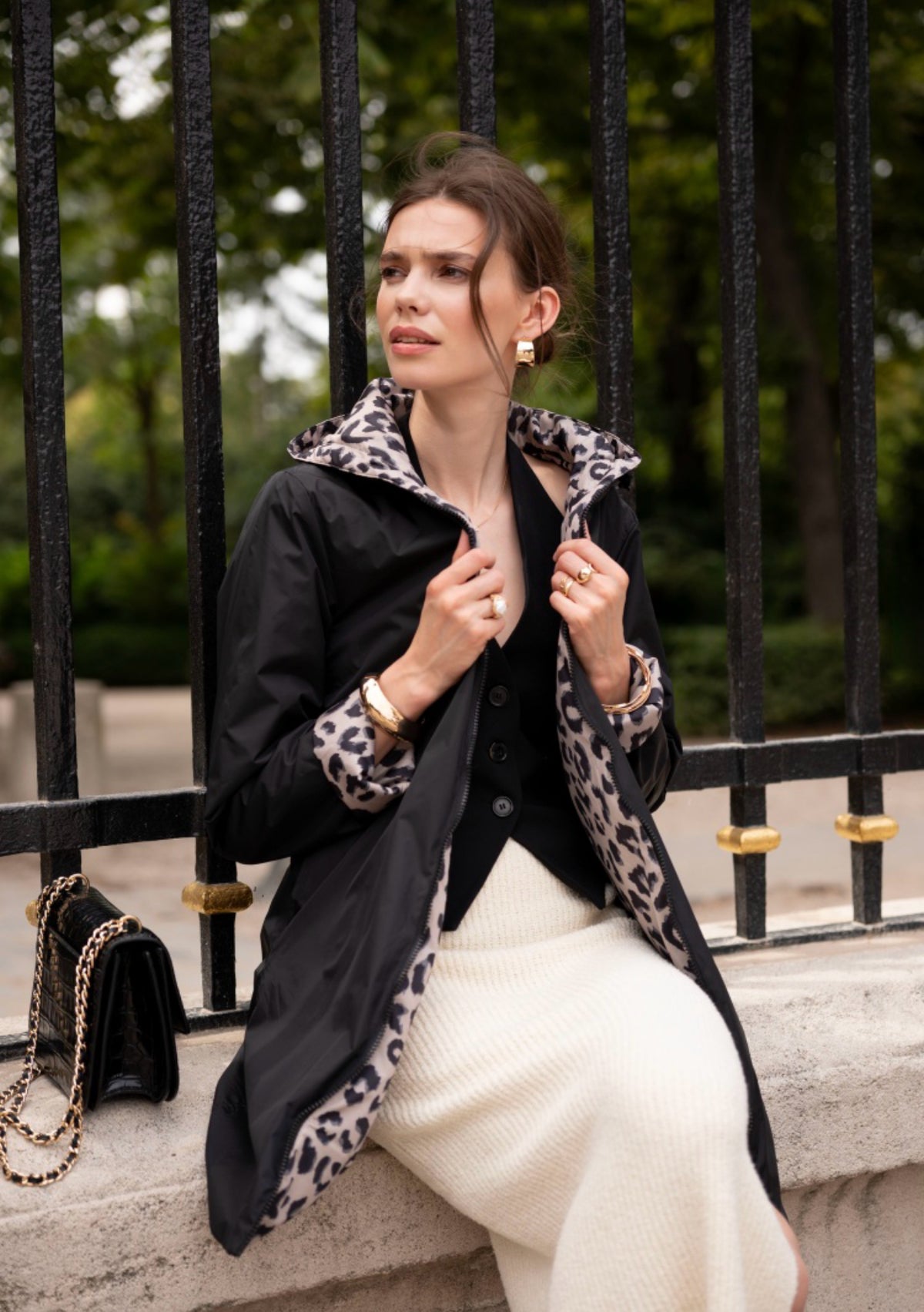 LAURA JO - Imperméable réversible rembourré LOUISON LONG - Noir / Léo