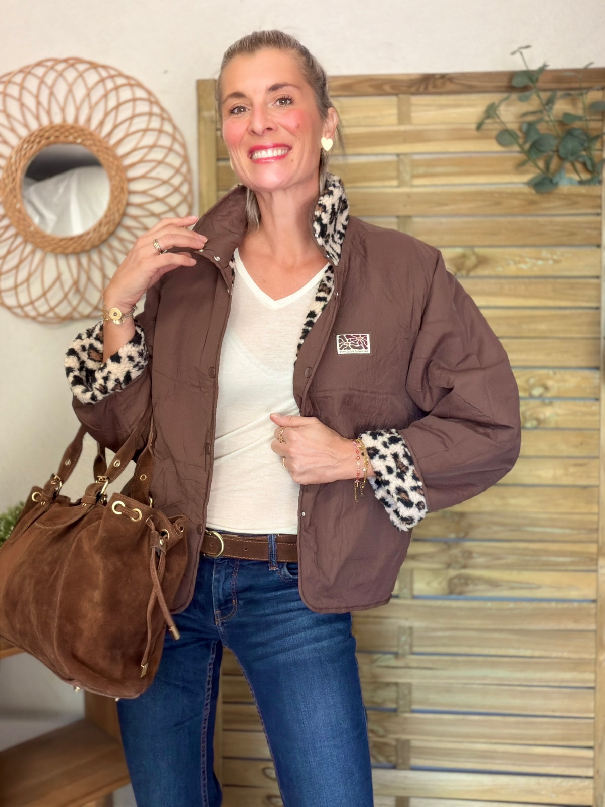 Veste matelassée réversible Sherpa AMÉLIE Choco / Léo