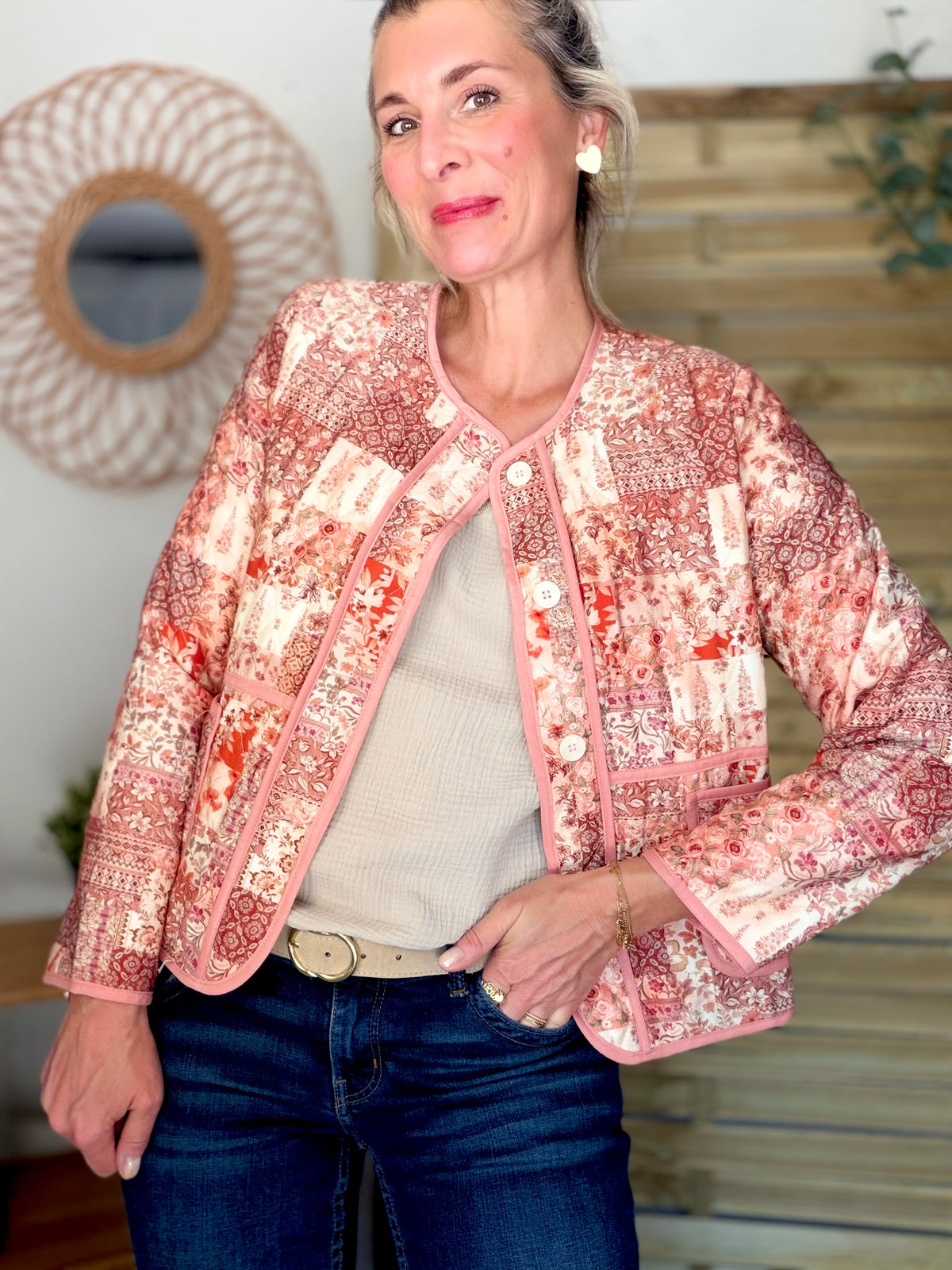 Veste courte Patchwork matelassée légère ADELAÏDE - FIN DE SÉRIE