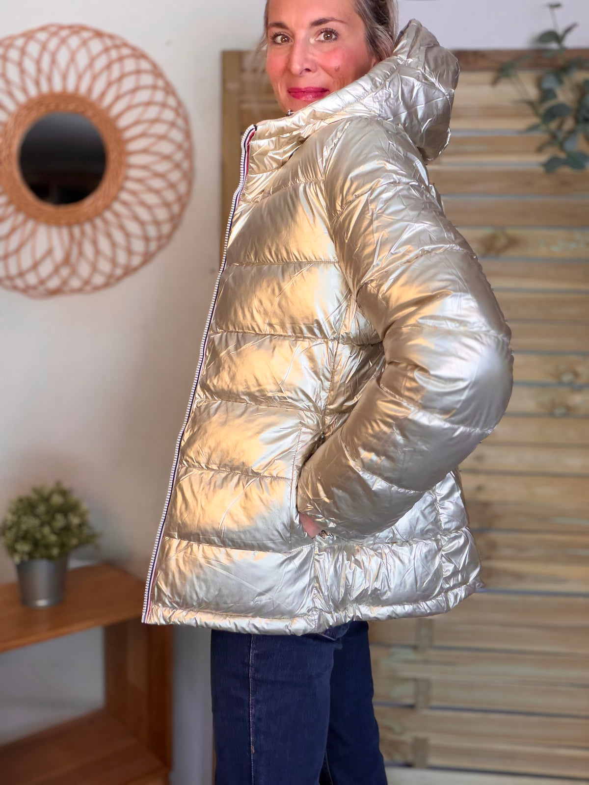 Doudoune imperméable réversible ANGÈLE COURT - Beige - MELYA MELODY