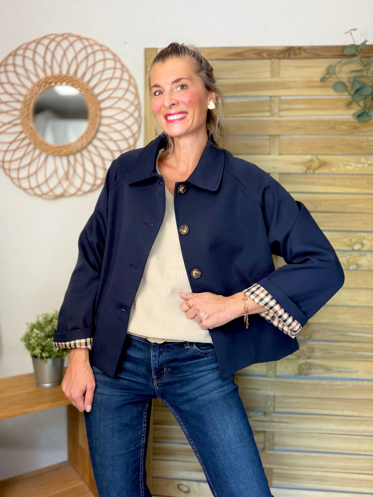 ⚡️ ARRIVAGE • Veste Trench, doublure à carreaux DANA Bleu marine