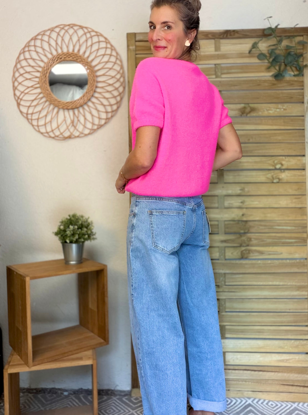 Pantalon Jean coupe barrel LÉON Bleu clair