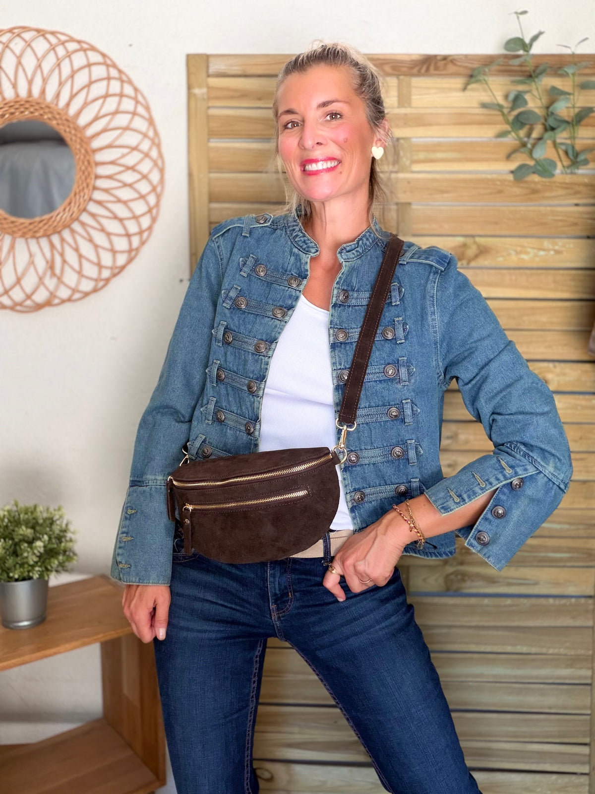 Veste officier courte en jean NAPOLÉON - Bleu Jean • DÉSTOCKAGE