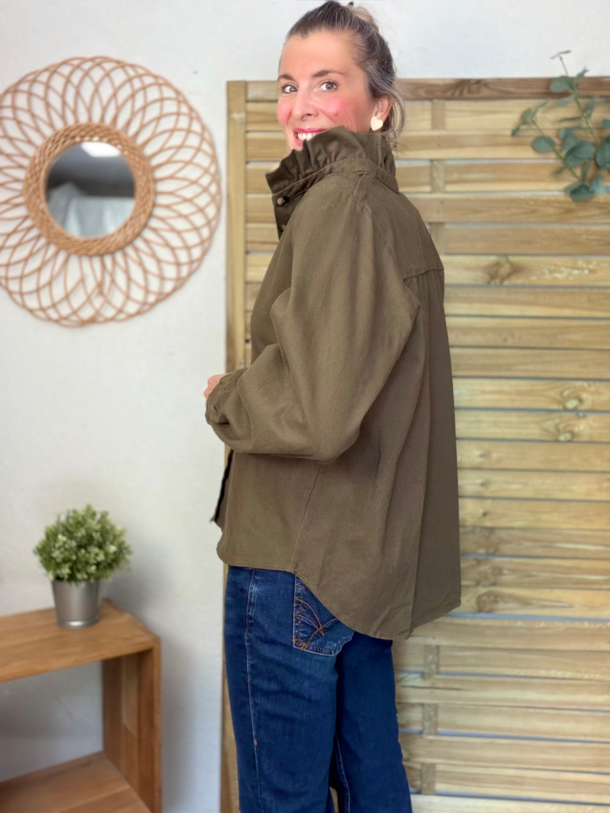 ⚡️ ARRIVAGE • Veste / Chemise en coton, col victorien volanté LISA Kaki