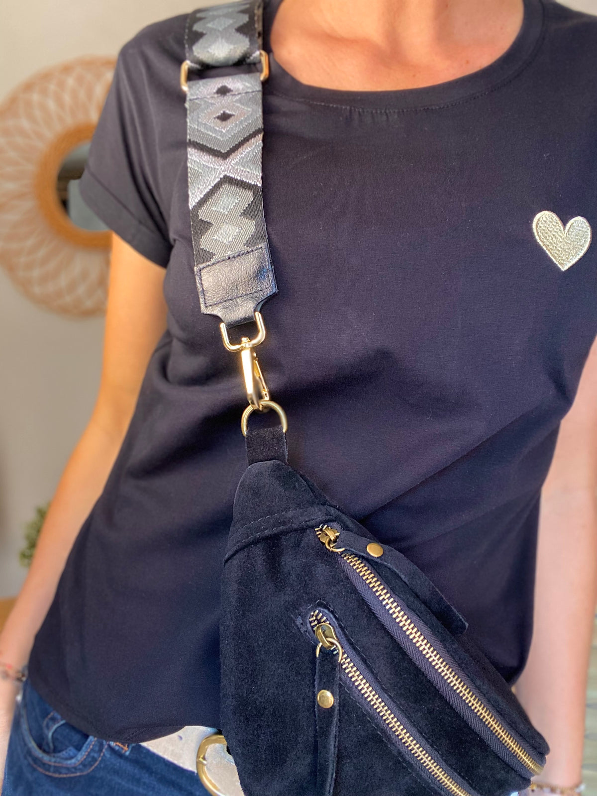 Sangle / Bandoulière en cuir irisé pour sacs / bananes - RACHEL (Losanges horizontaux)