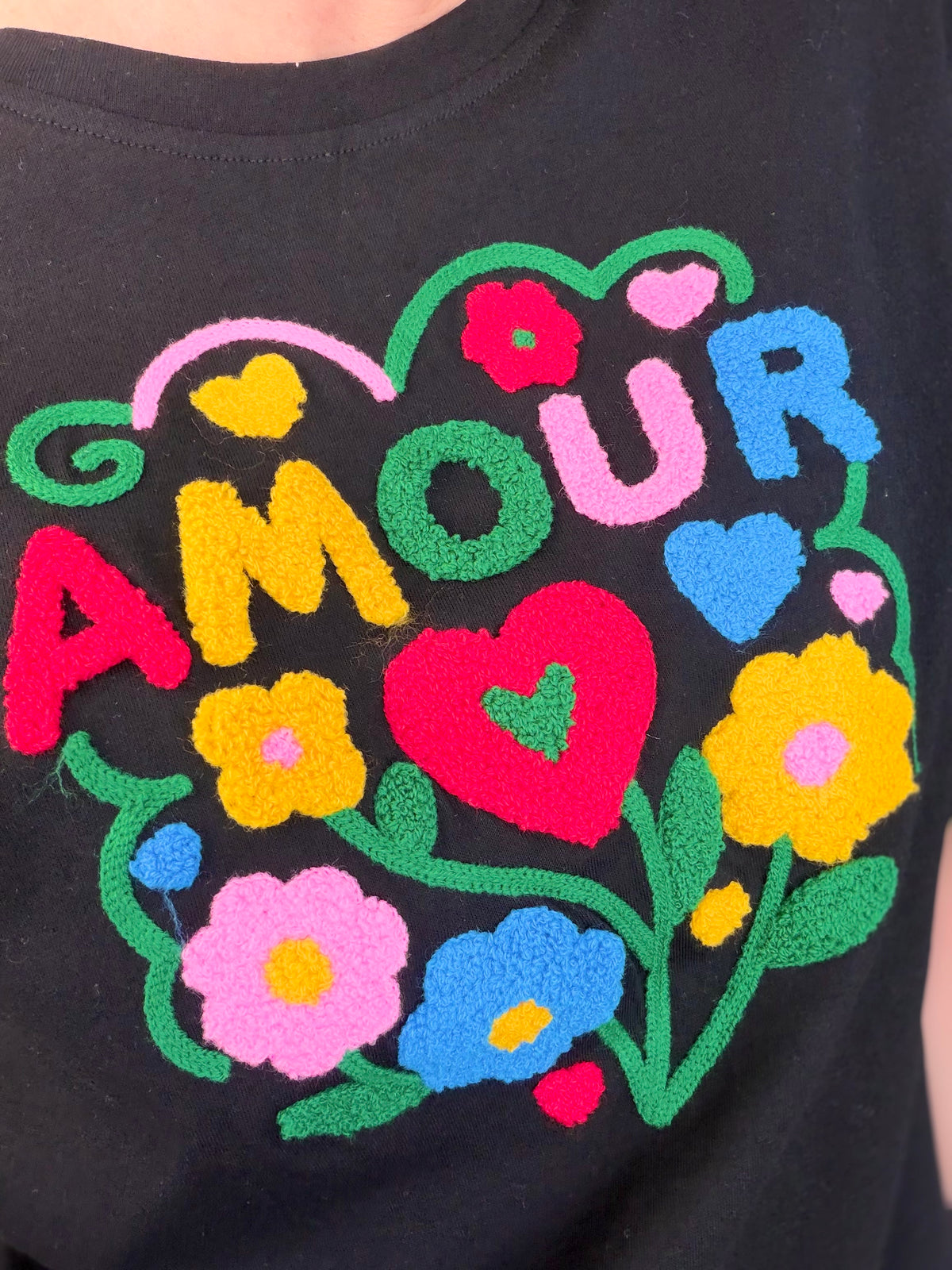 Tee shirt amour fleuri ARYA Noir