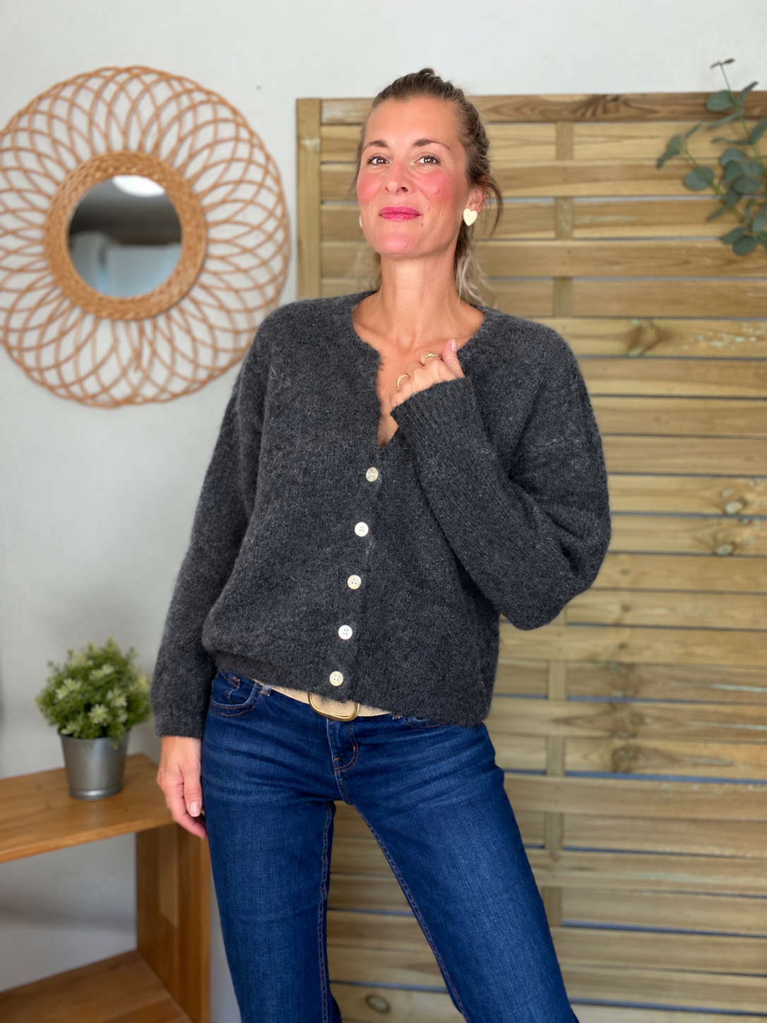 Gilet en maille MERYL - Carbone (Gris foncé)