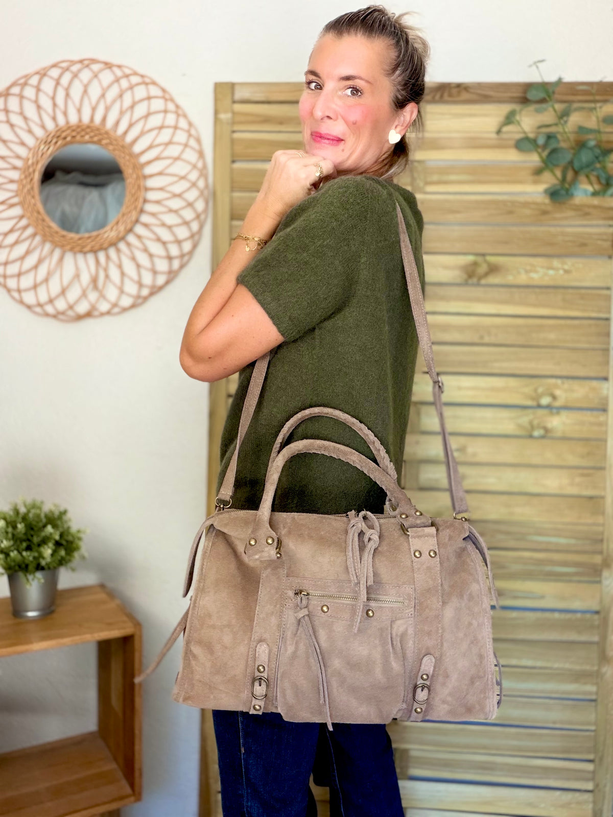 Pull laine et alpaga PEGGY - Kaki