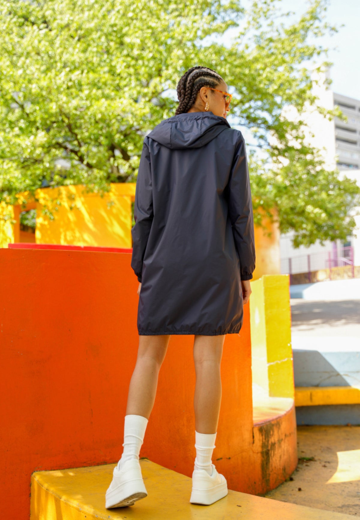 Imperméable mi-saison doublé SOLINE LONG - Bleu marine - LAURA JO - FIN DE SÉRIE