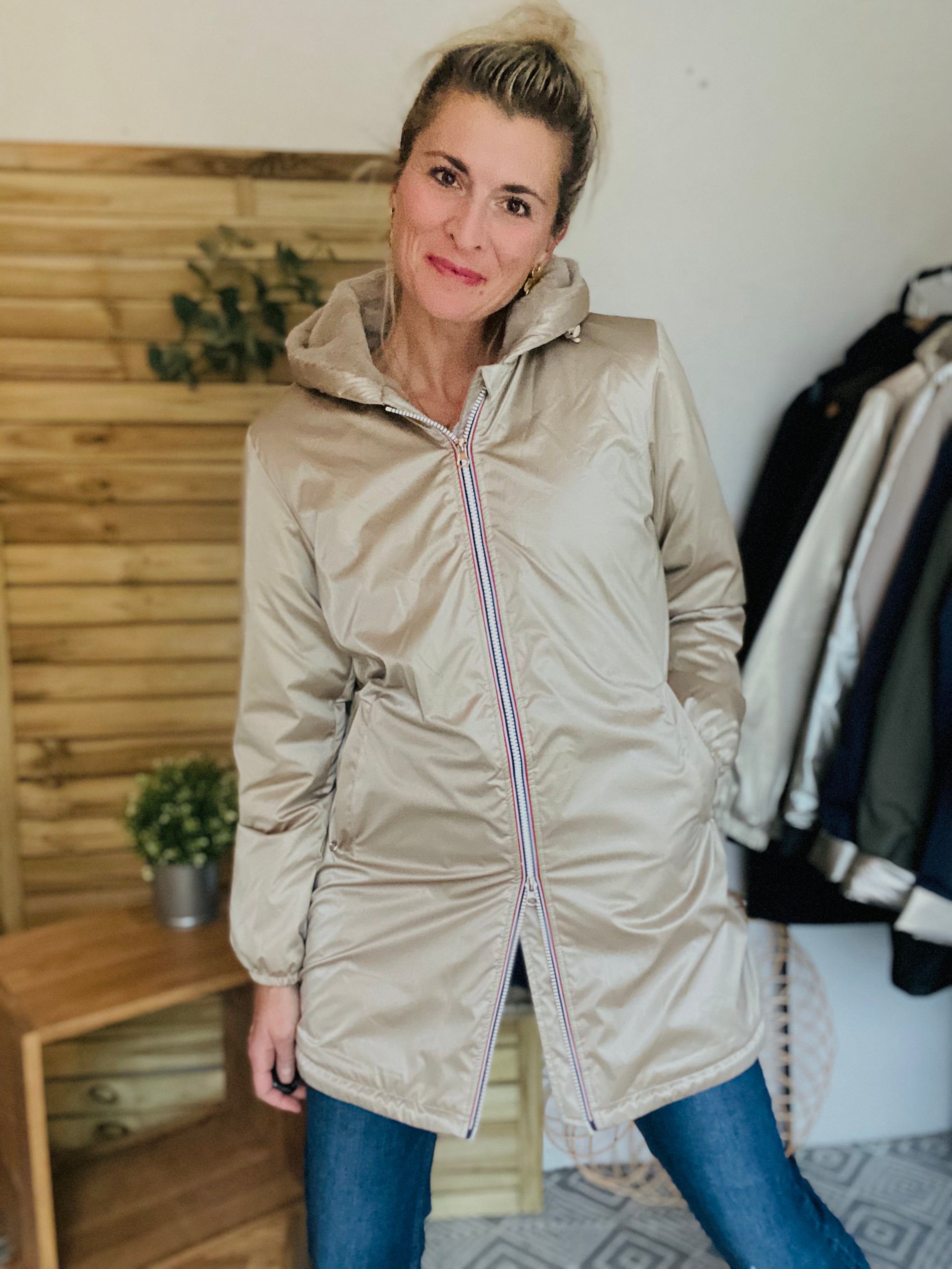 LAURA JO - Parka Imperméable LOUISE LONG fourré - Sable irisé