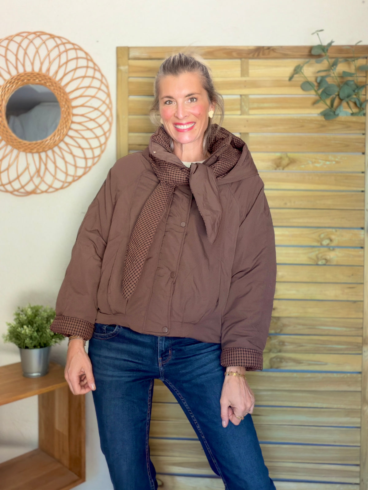 Veste matelassée capuche amovible réversible ODILE Chocolat