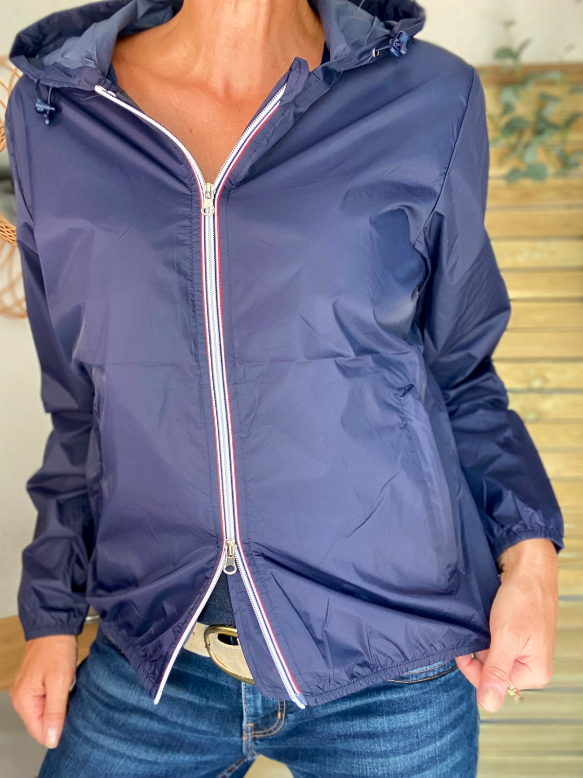 LAURA JO - Coupe vent imperméable ANNA COURT Bleu marine