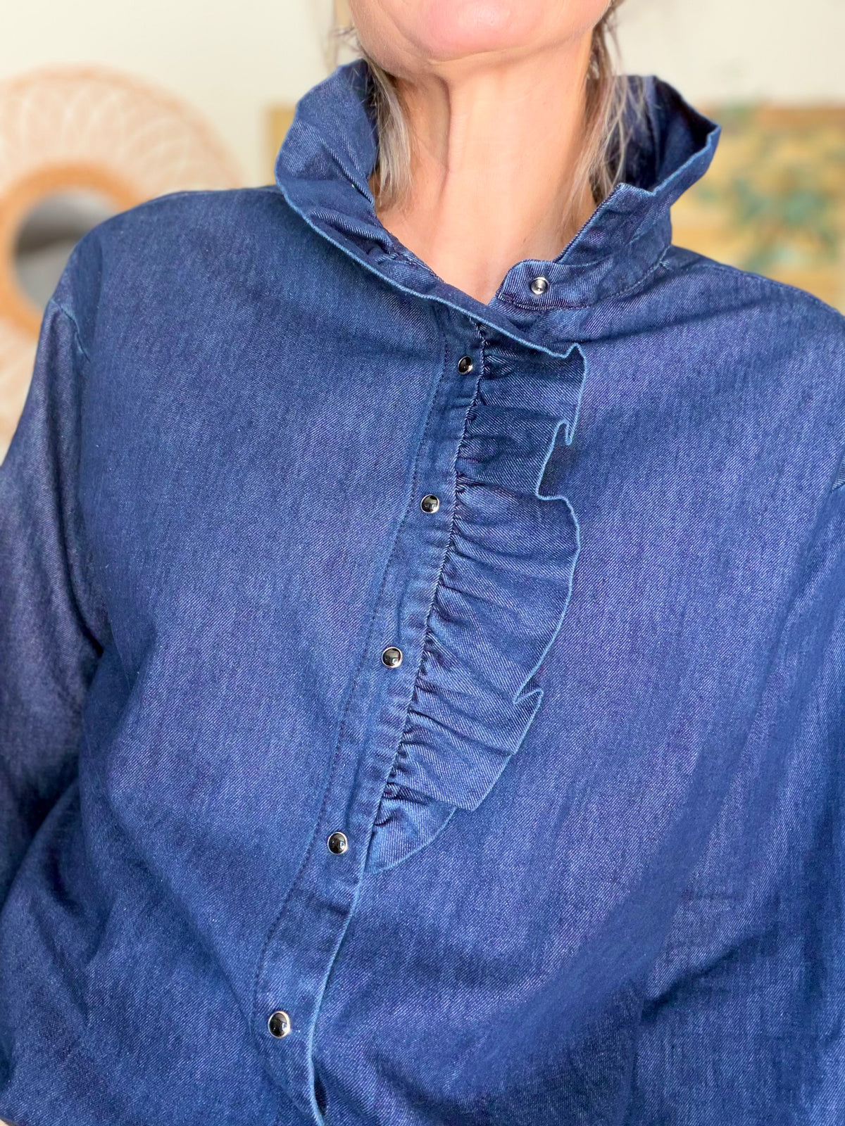 Chemise Denim brut col victorien SOPHIE