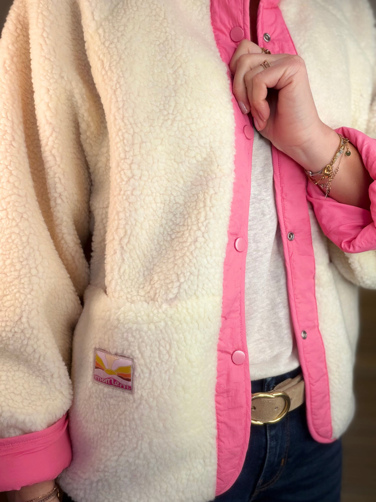 Veste matelassée réversible Sherpa AMÉLIE Rose - FIN DE SÉRIE