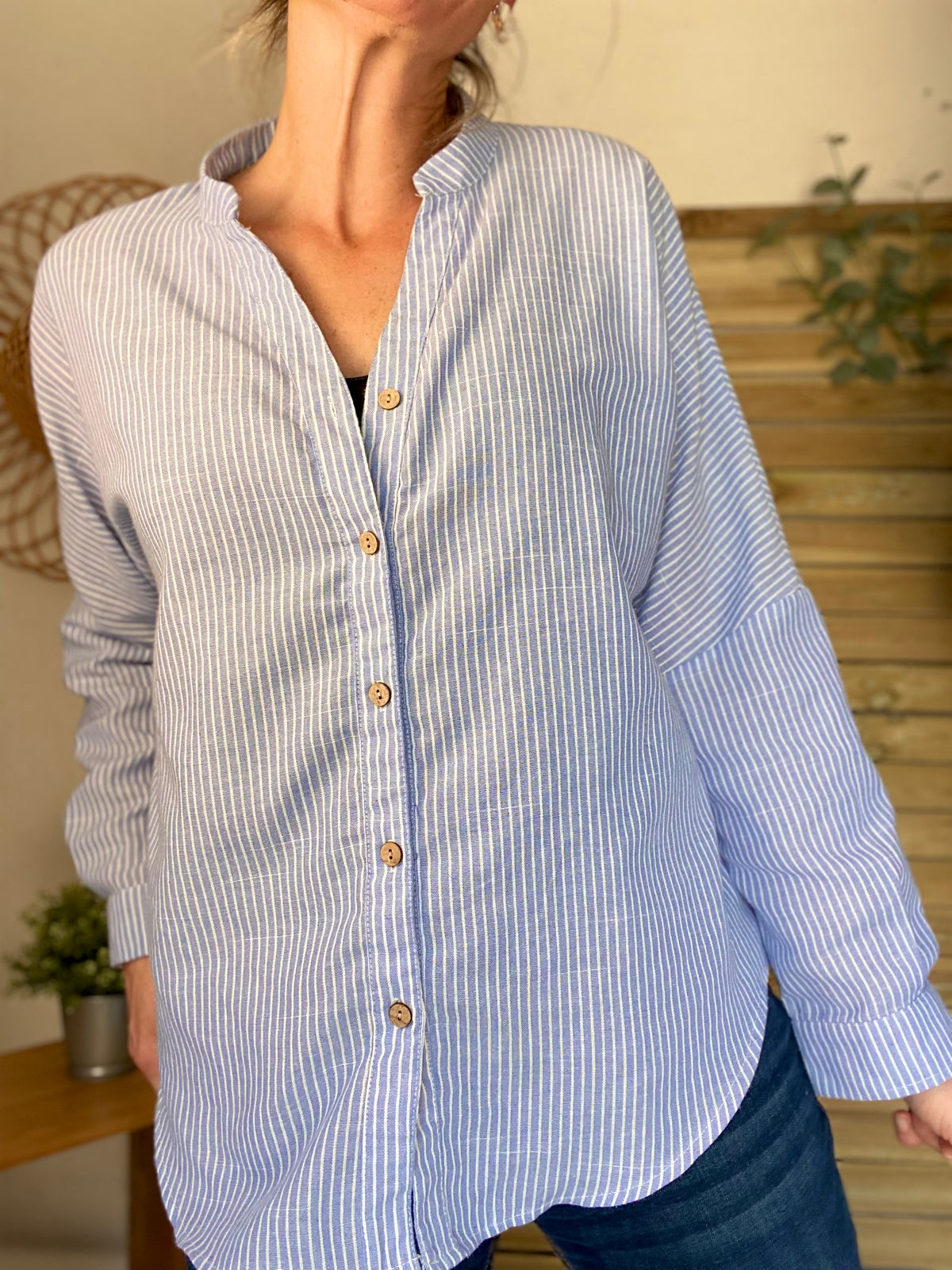 Chemise à rayures bleues (avec ou sans coeur💛)- MARGOT