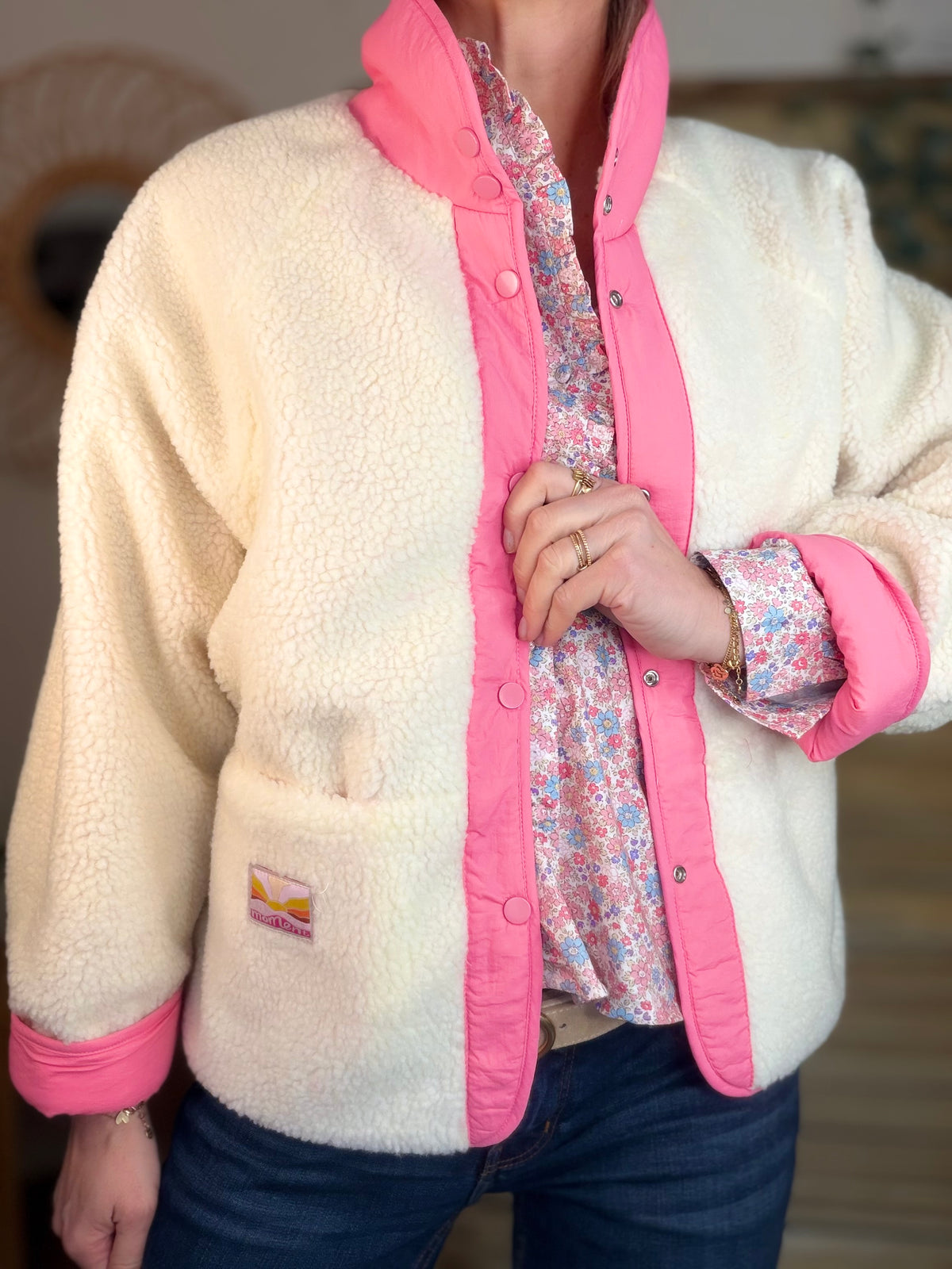 Veste matelassée réversible Sherpa AMÉLIE Rose - FIN DE SÉRIE