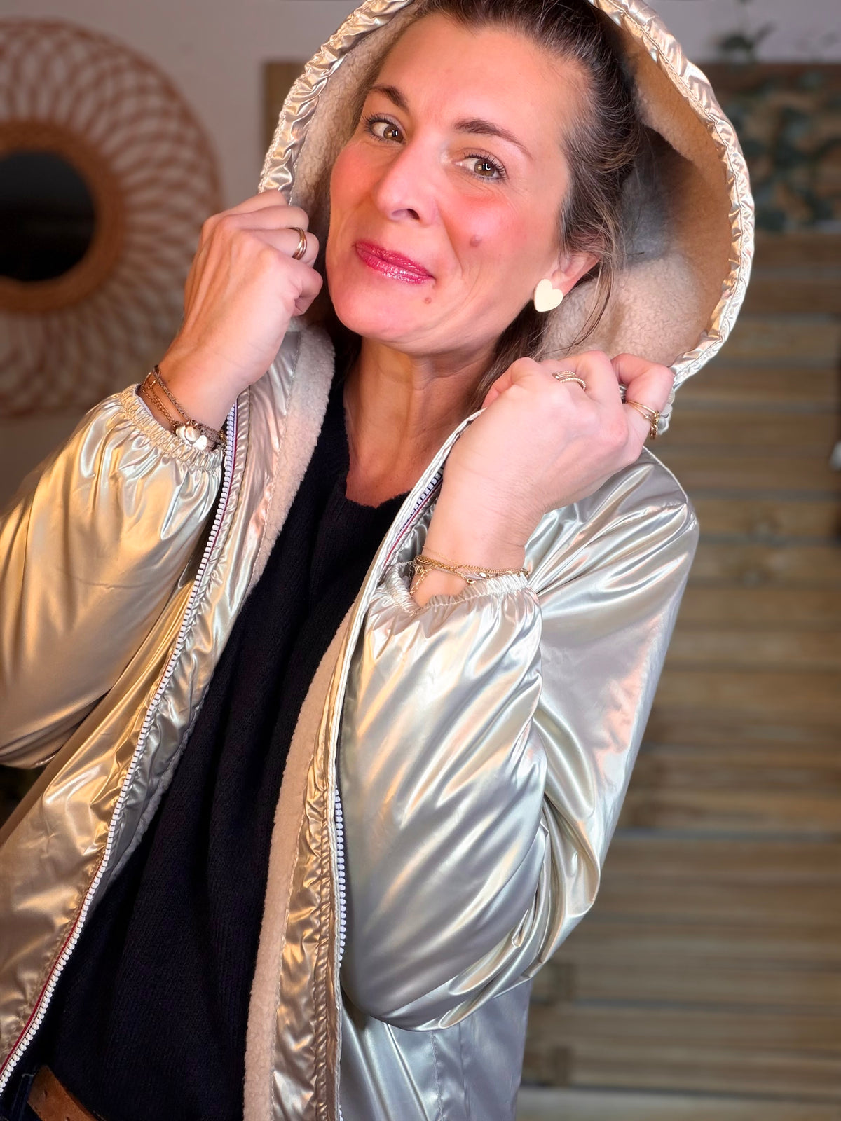 LAURA JO - Parka Imperméable LOUISE COURT sherpa - Doré
