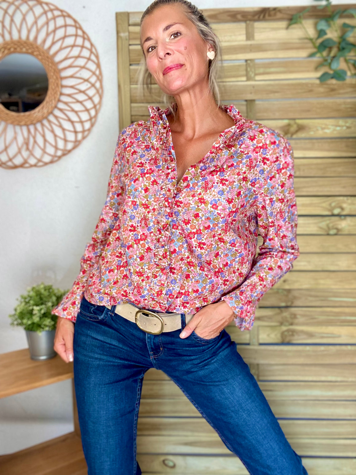 Chemise imprimé Liberty, col victorien volanté YSÉE - FIN DE SÉRIE
