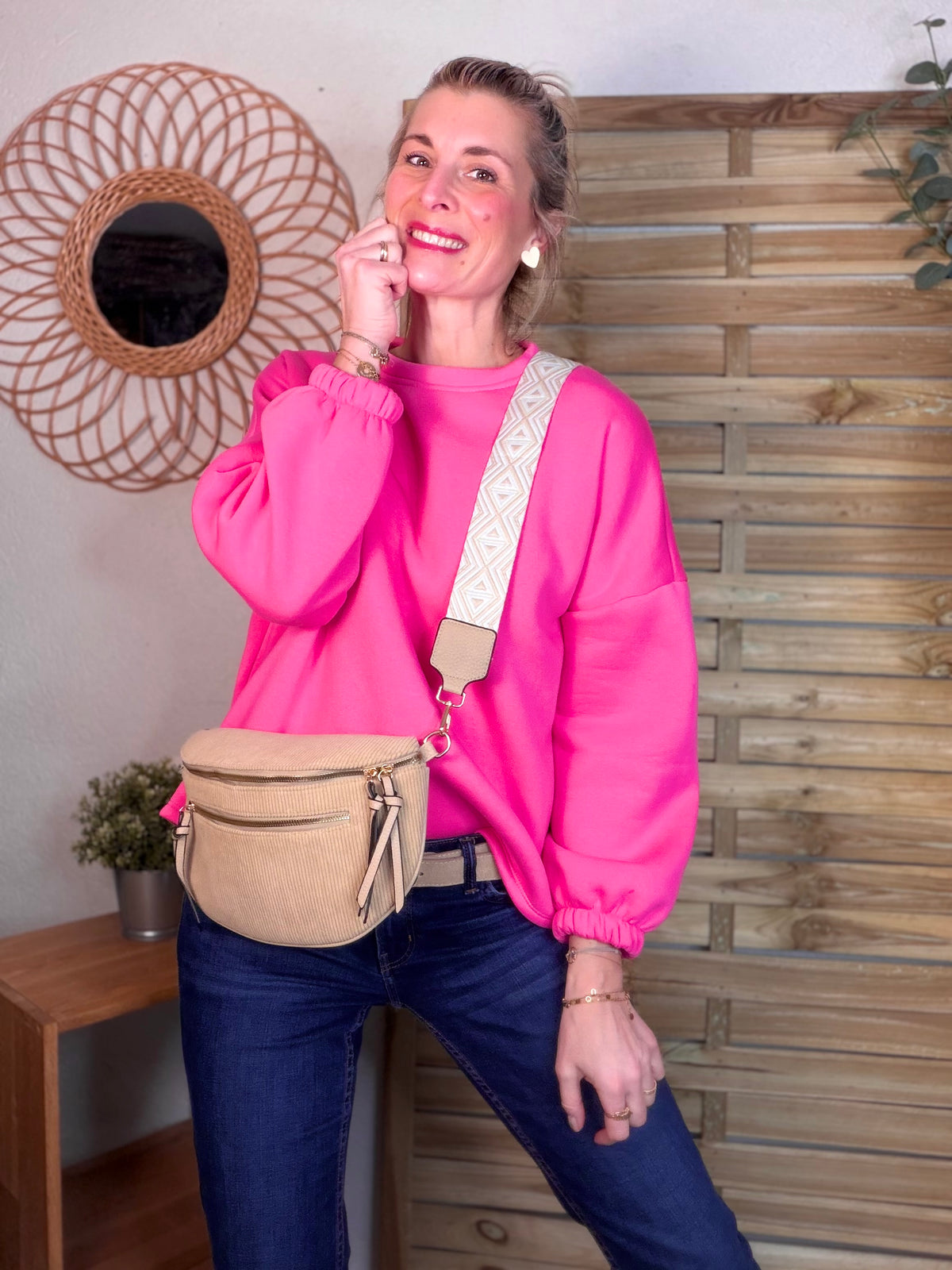 Sweat molleton oversized BISOU Rose Orange - MIKA