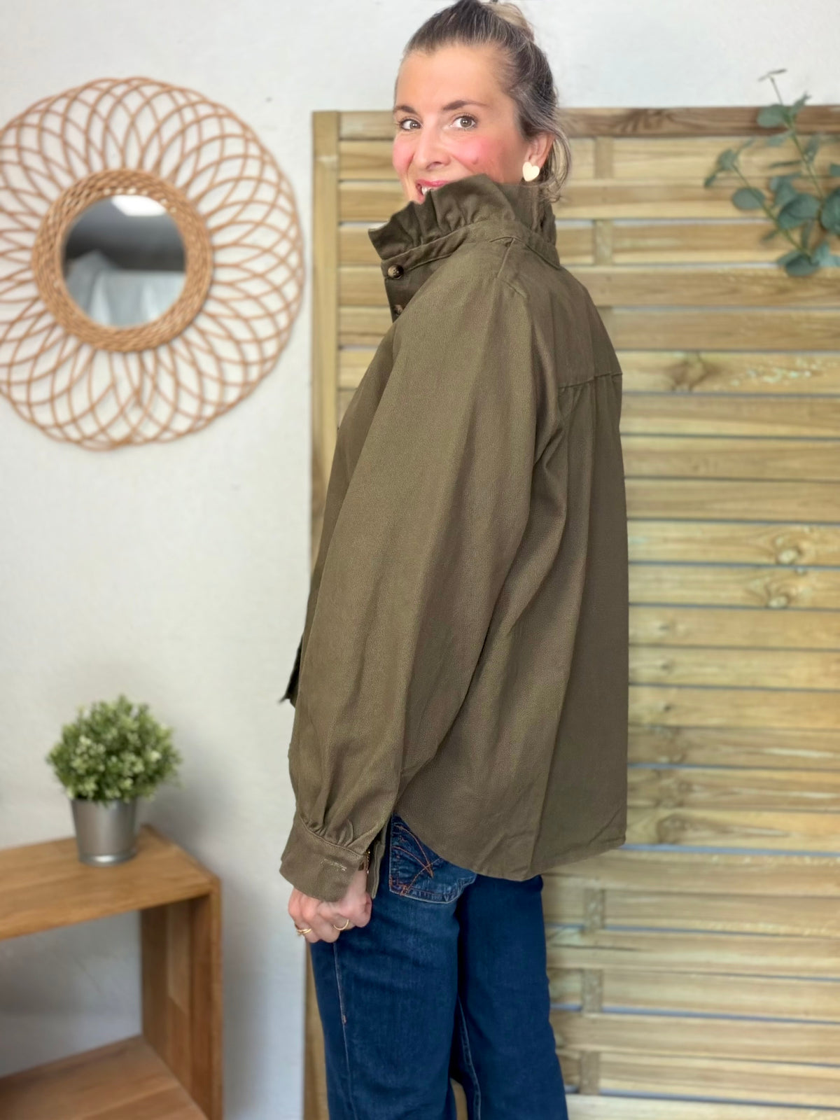 ⚡️ ARRIVAGE • Veste / Chemise en coton, col victorien volanté LISA Kaki