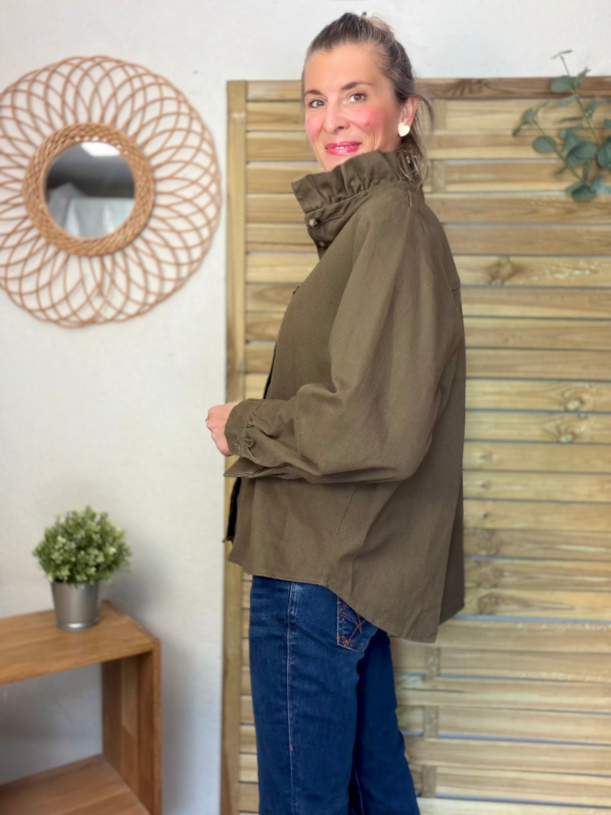 ⚡️ ARRIVAGE • Veste / Chemise en coton, col victorien volanté LISA Kaki