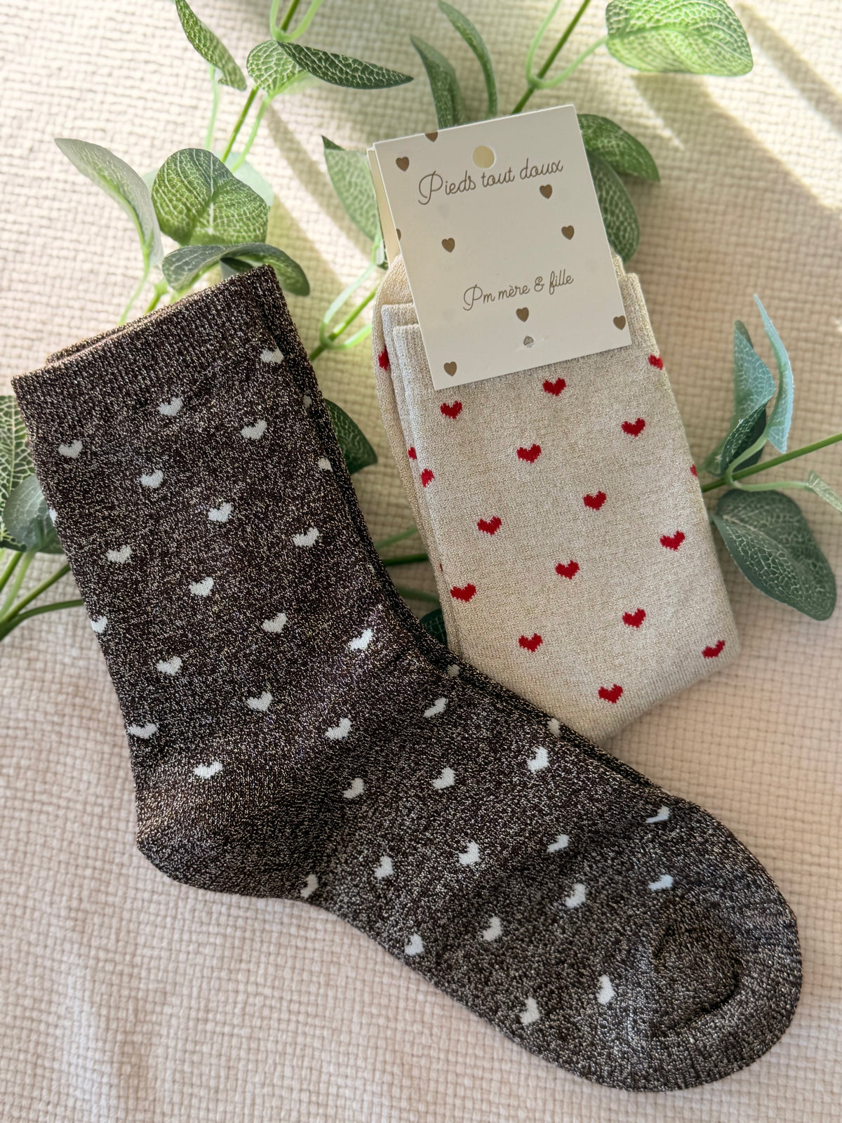 Chaussettes scintillantes glitter ZAHO - Petits coeurs ❤️🤎