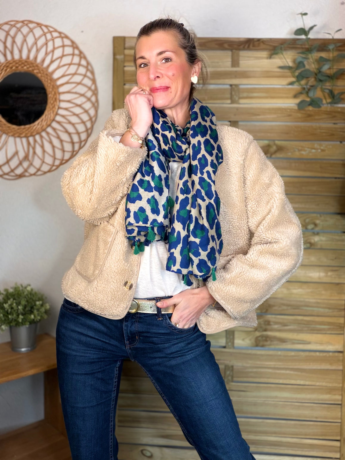 Foulard Léo CLEM - Bleu roi / vert 🐆