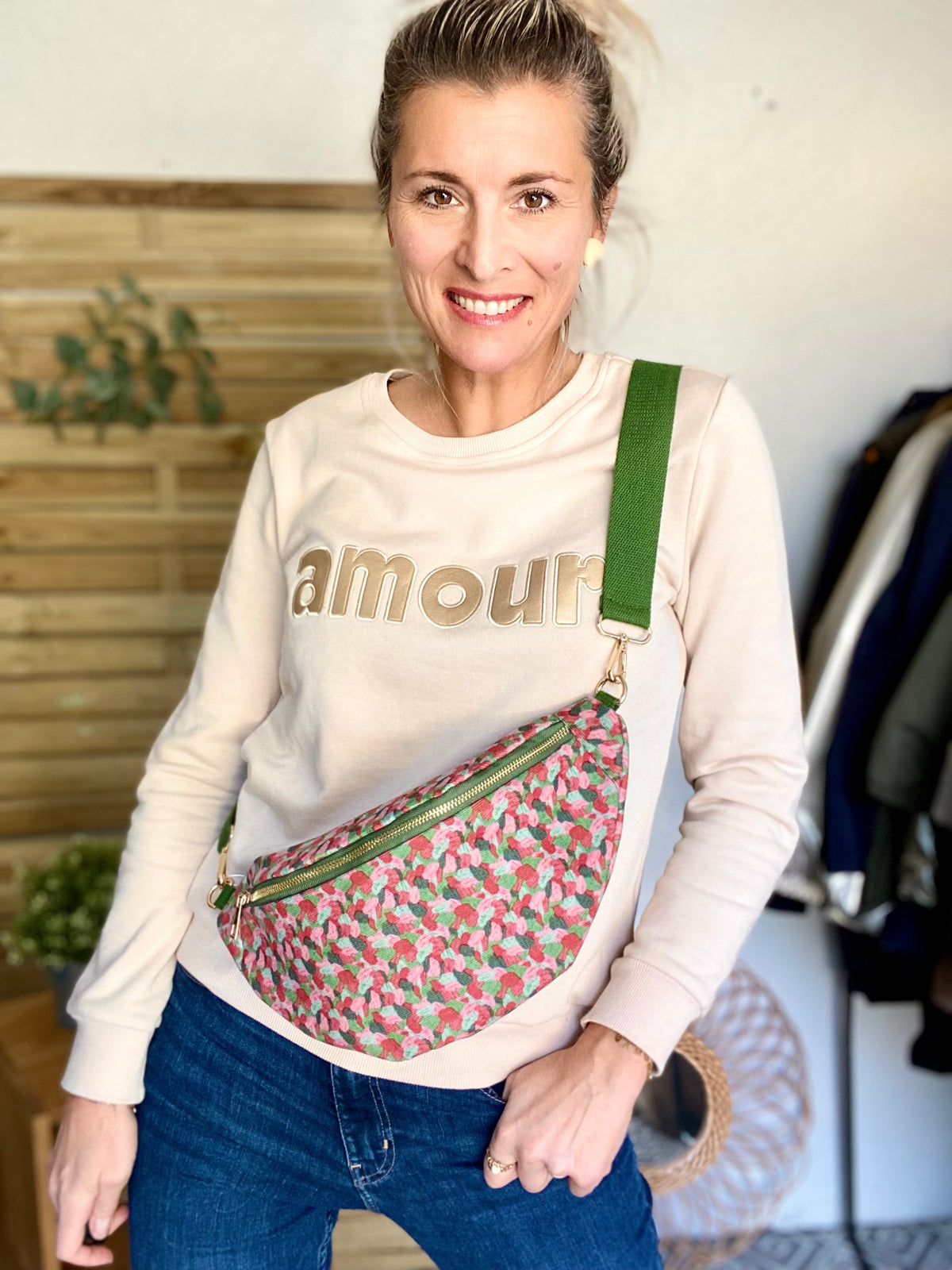 Sac banane XL velours Ciao Boum - IVY - Camaïeu Rose - DÉSTOCKAGE