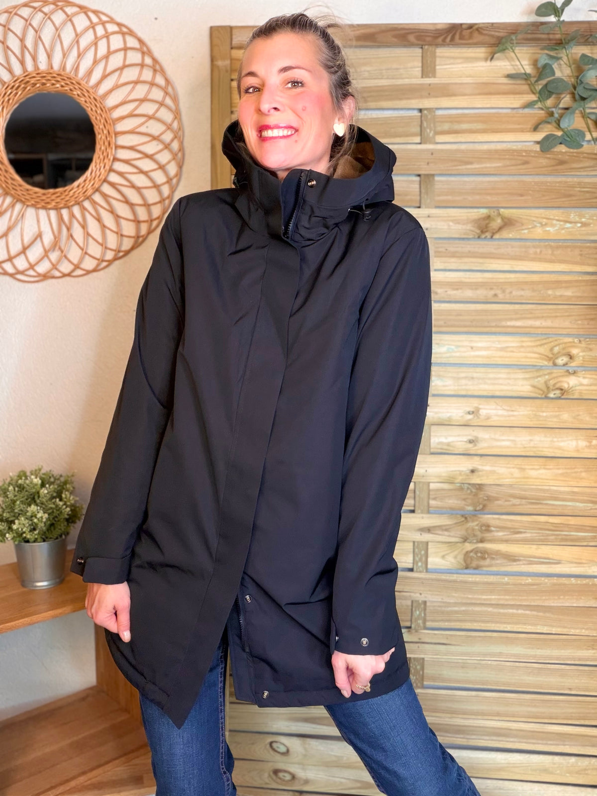 LAURA JO - Parka fourrée imperméable AMBRE LONG - Noir / Camel
