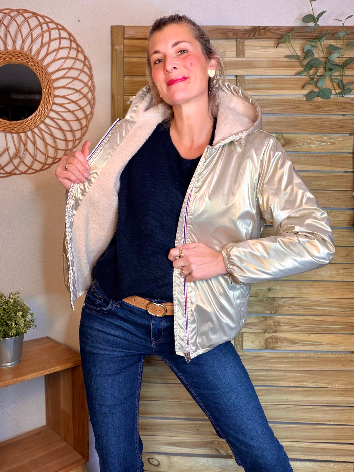 LAURA JO - Parka Imperméable LOUISE COURT sherpa - Doré