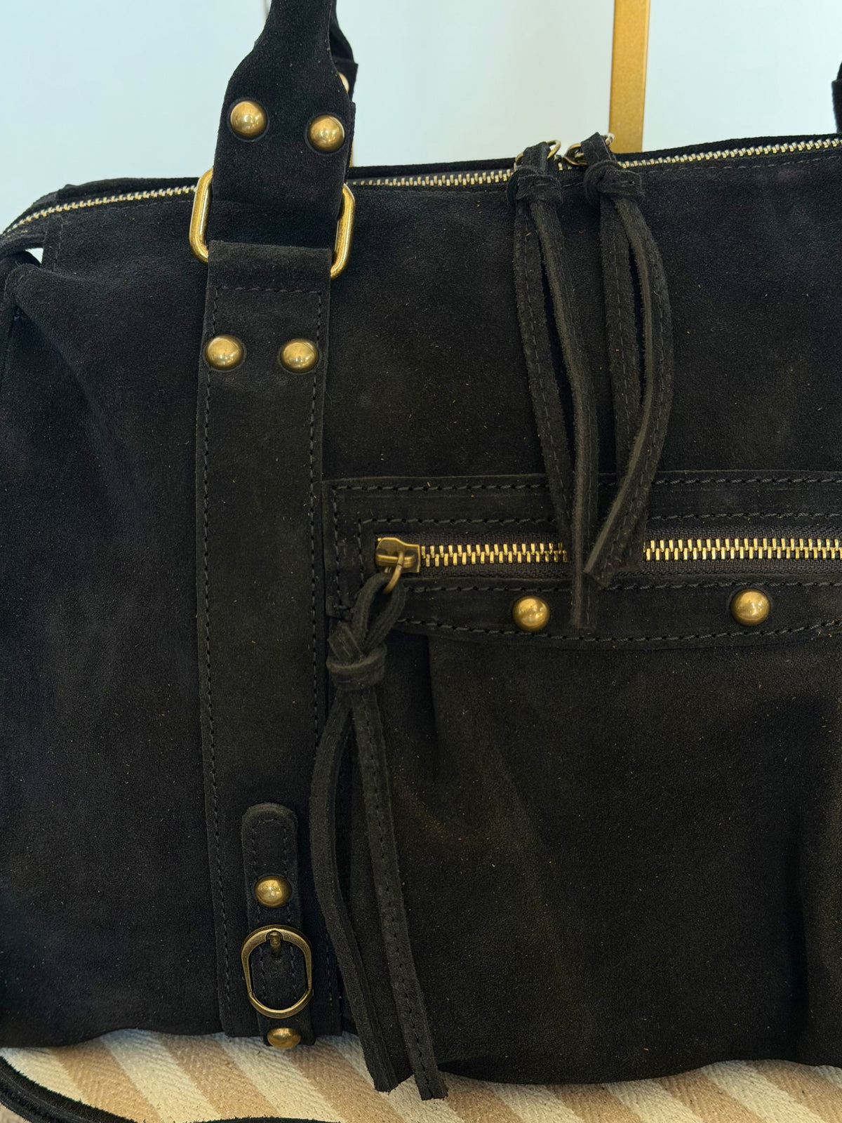 Sac cabas XL en cuir daim • HUNTER Noir