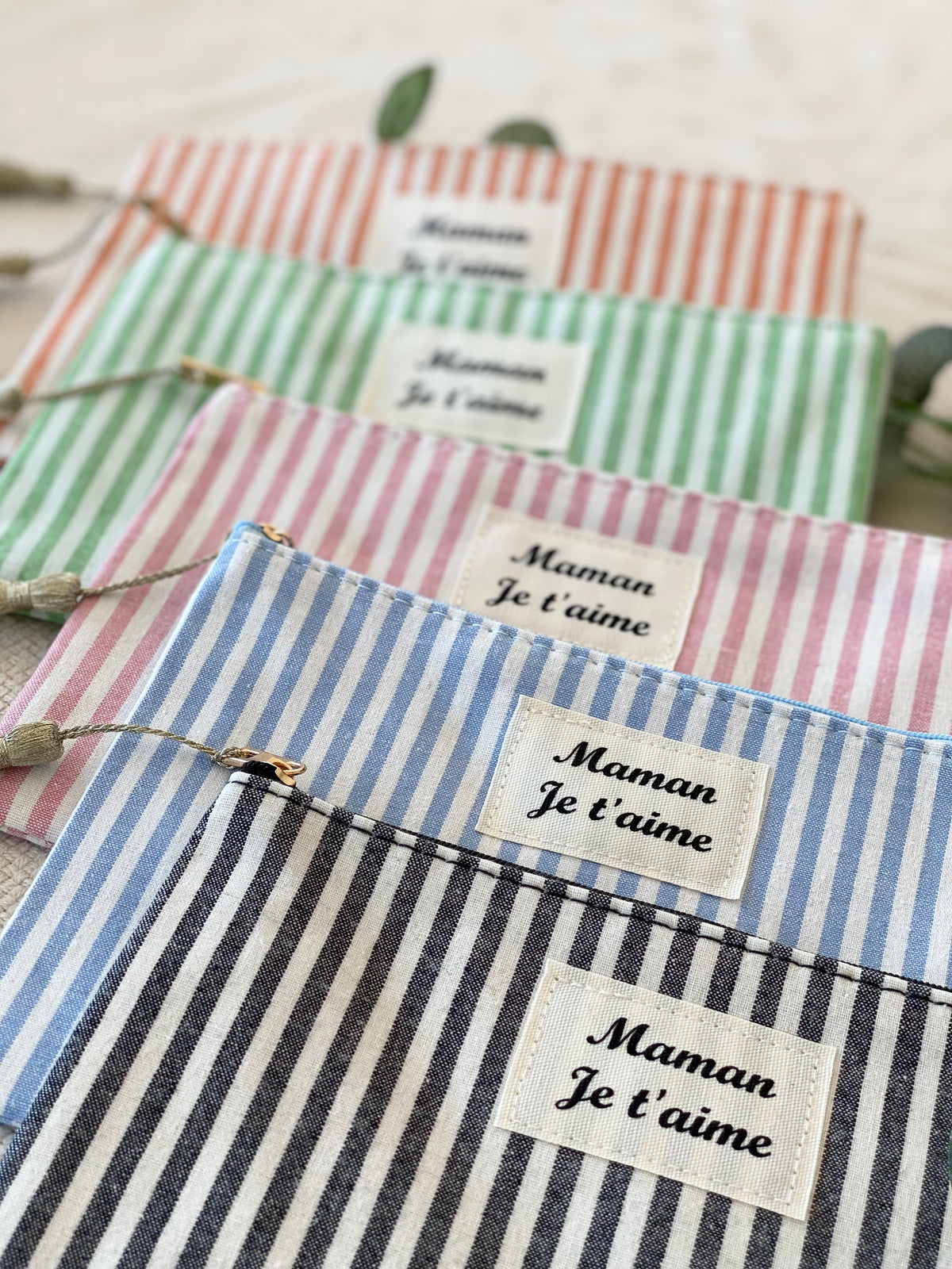 Pochette XL rayée «Maman je t’aime» - SARAH
