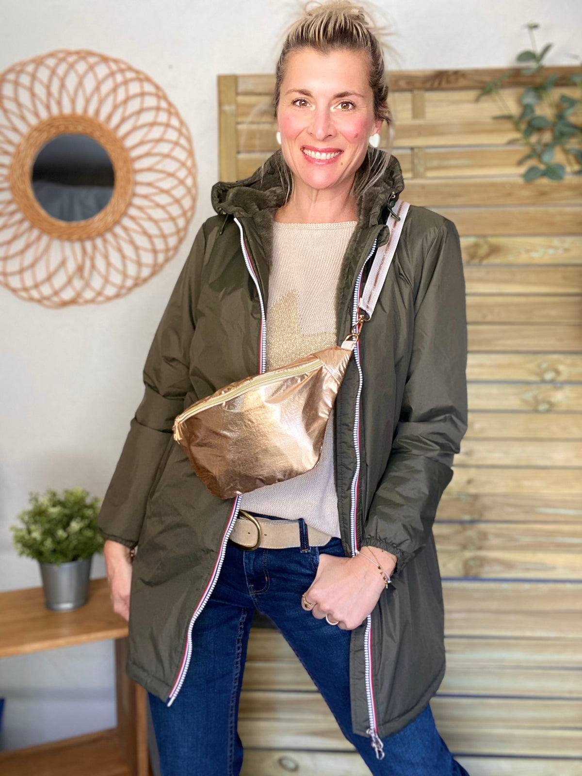 LAURA JO - Parka Imperméable LOUISE LONG fourré - Kaki