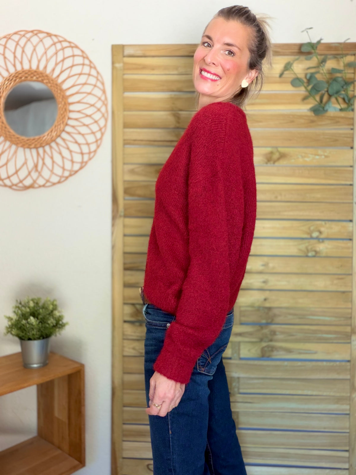 Gilet en maille MERYL - Cerise