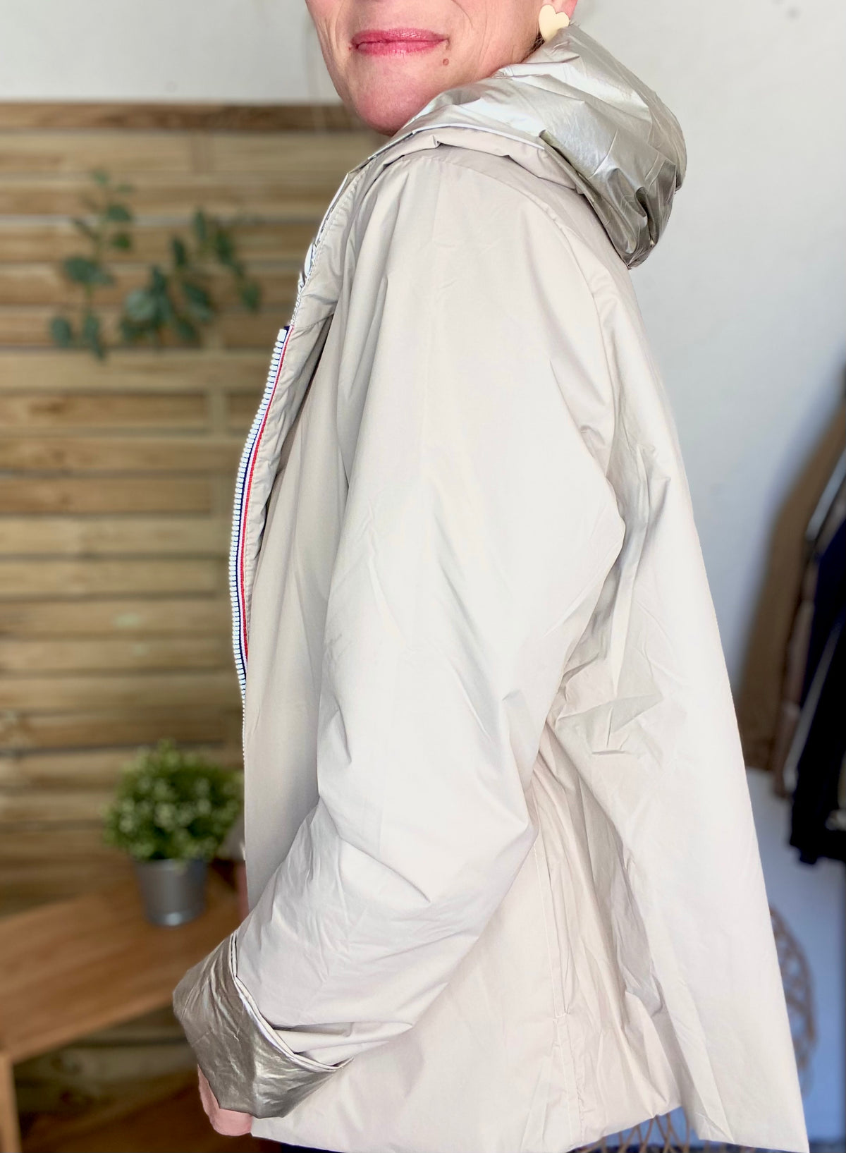 LAURA JO - Imperméable réversible rembourré LOUISON COURT - Beige / Doré • DÉSTOCKAGE sur Taille XL