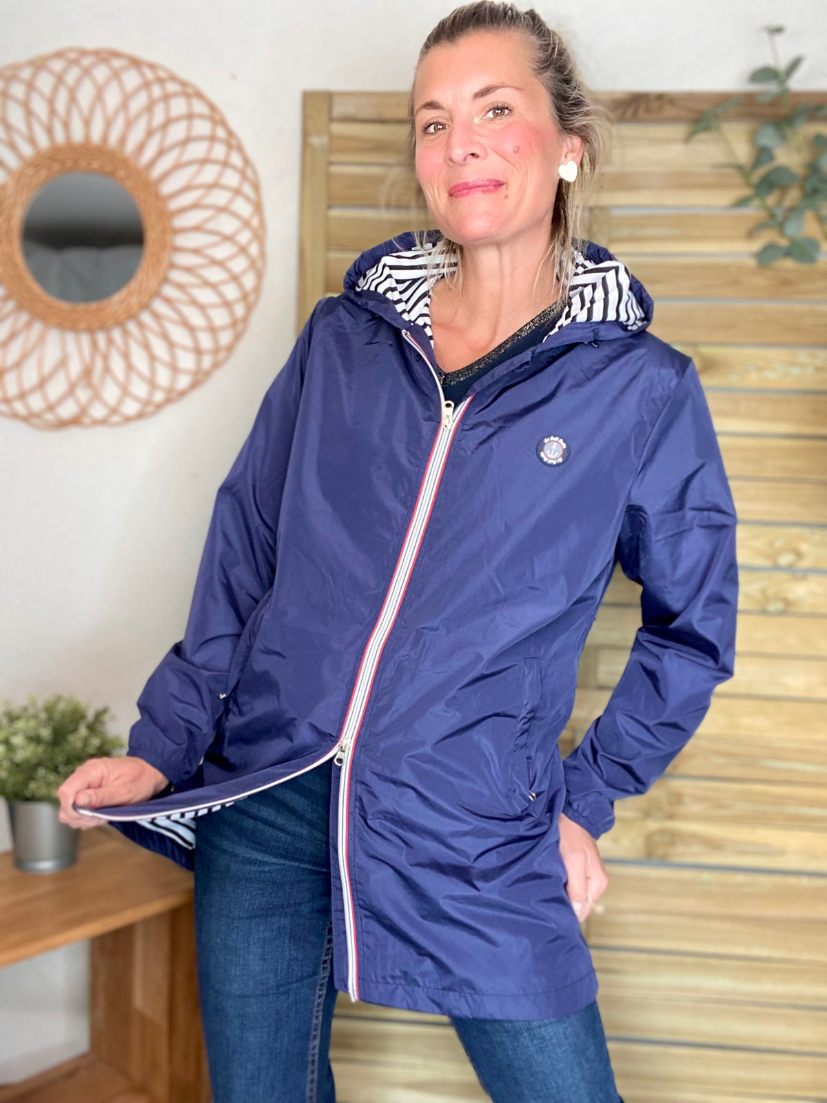 Imperméable doublé unisexe CÉLESTE - LE PETIT BRETON - Bleu Marine (taille petit) - FIN DE SÉRIE