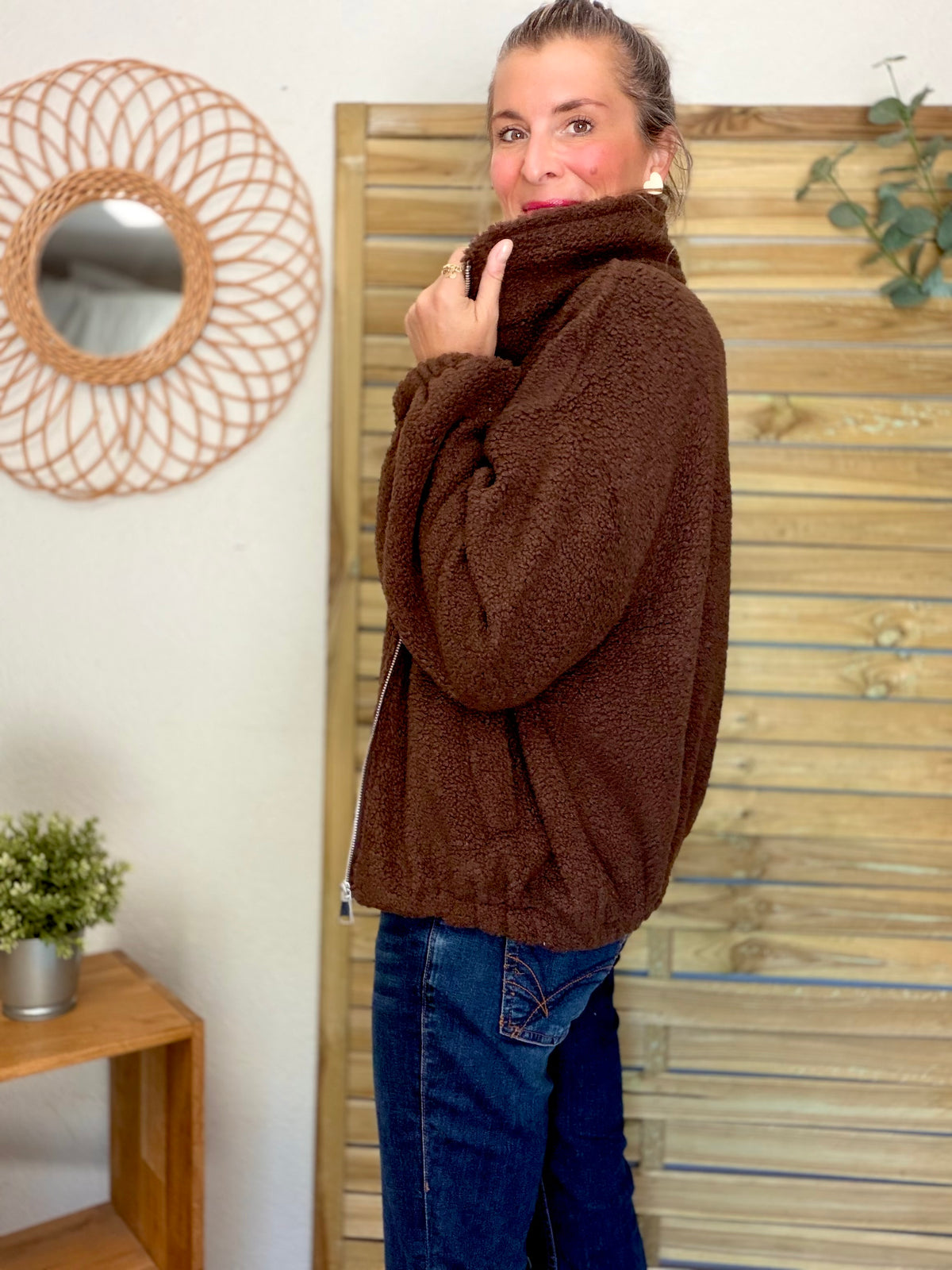 ⚡️ ARRIVAGE • Veste teddy Sherpa zippée LÉONIE Chocolat