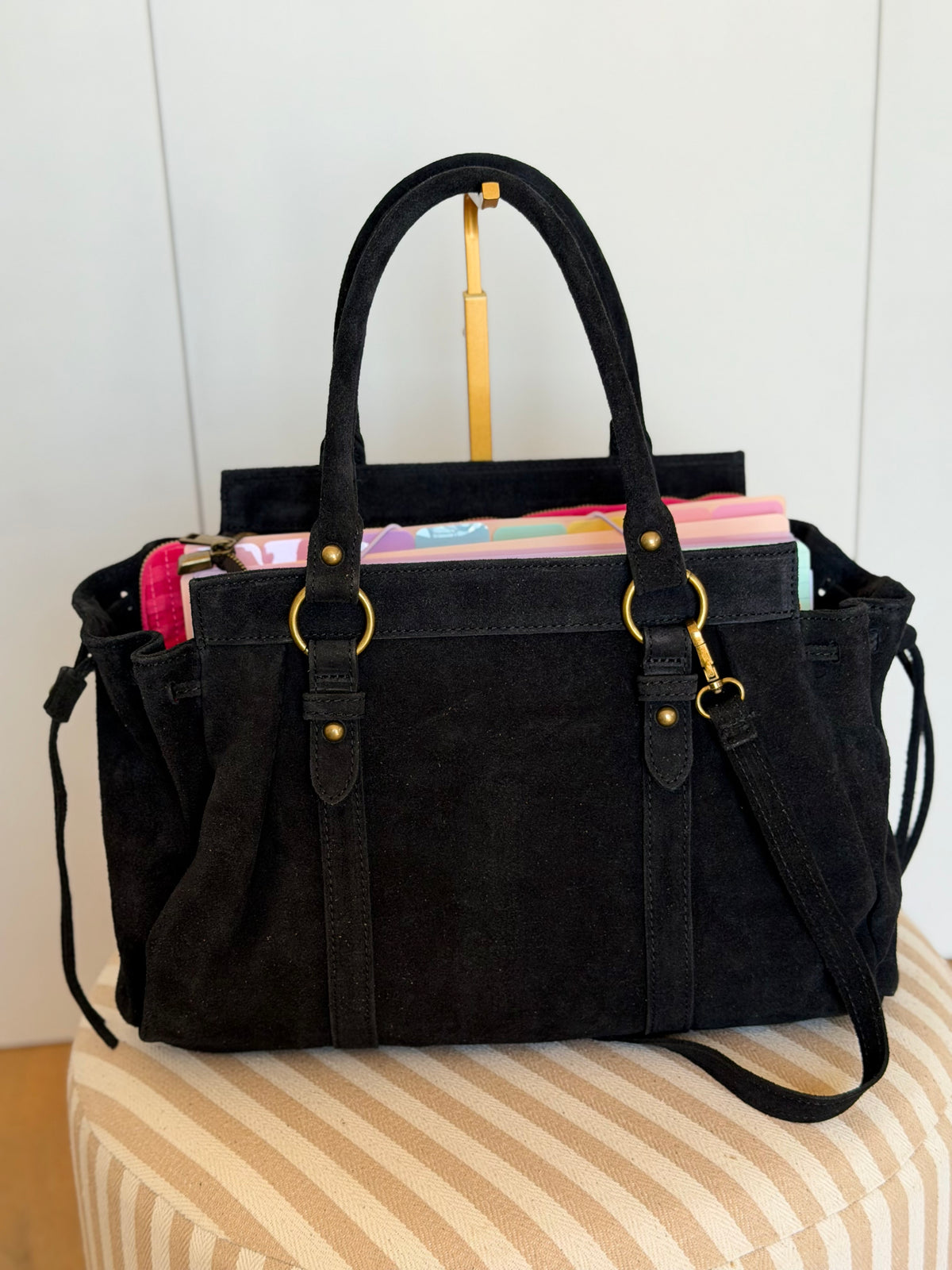 Sac cabas XL en cuir daim • PARKER Noir