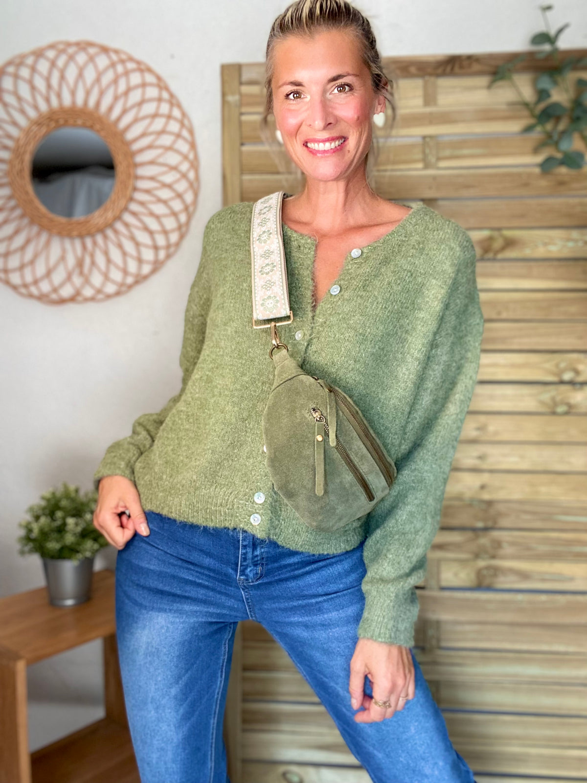 Gilet en maille MERYL - Olive