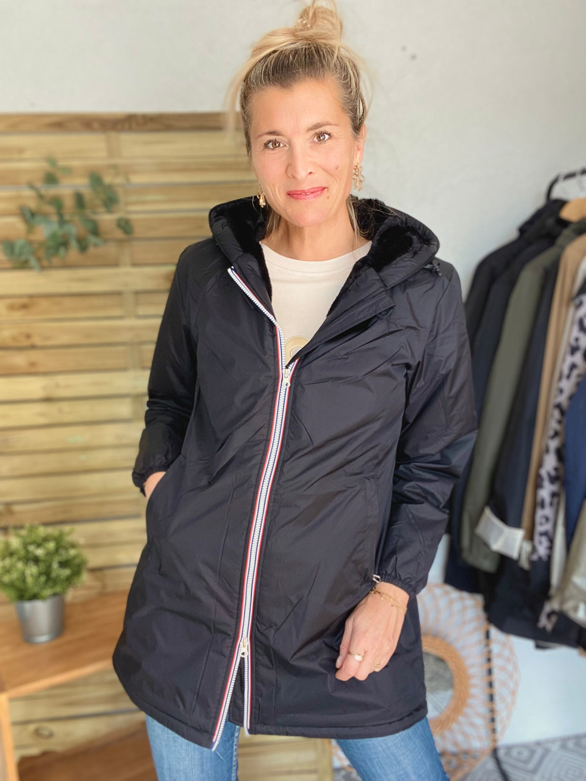 LAURA JO- Parka Imperméable LOUISE LONG fourré - Noir