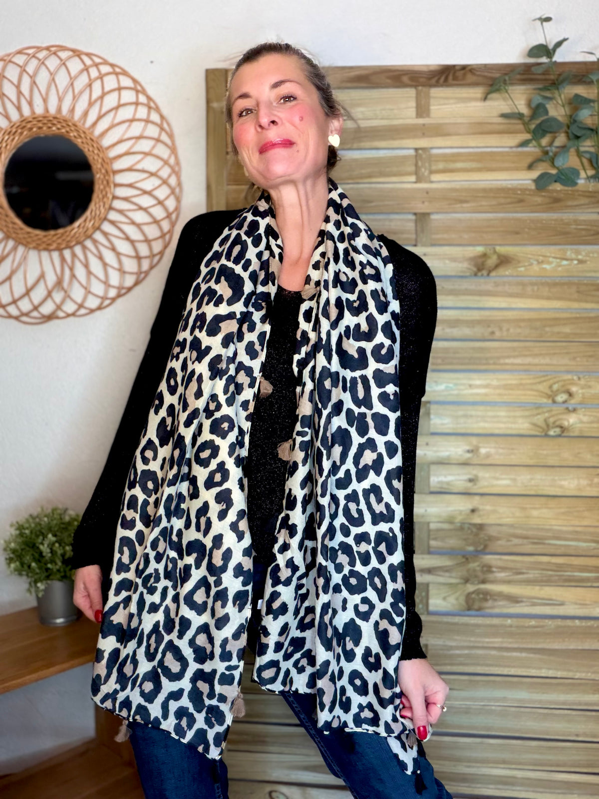 Foulards Léo CLEM - Beige / noir 🐆