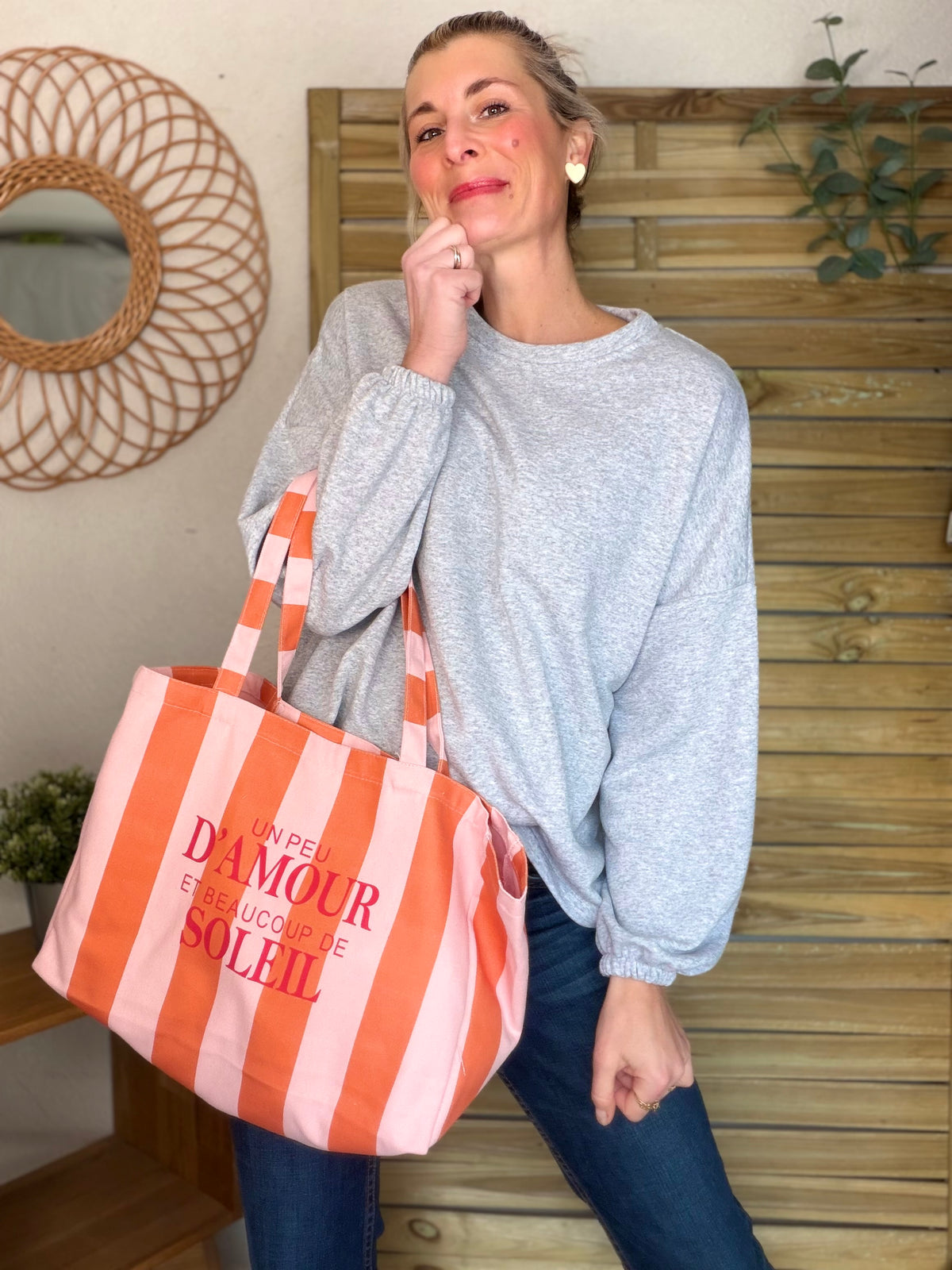 Grand cabas Tote bag Amour / Soleil ELSY