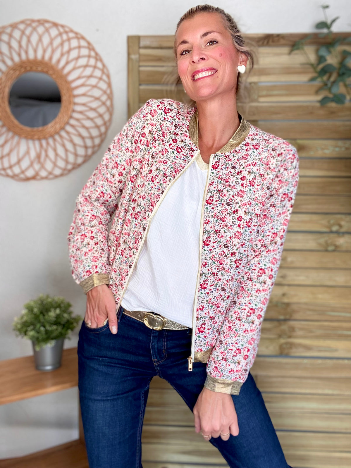 Veste bombers THAÏS - imprimé fleuri - FIN DE SÉRIE