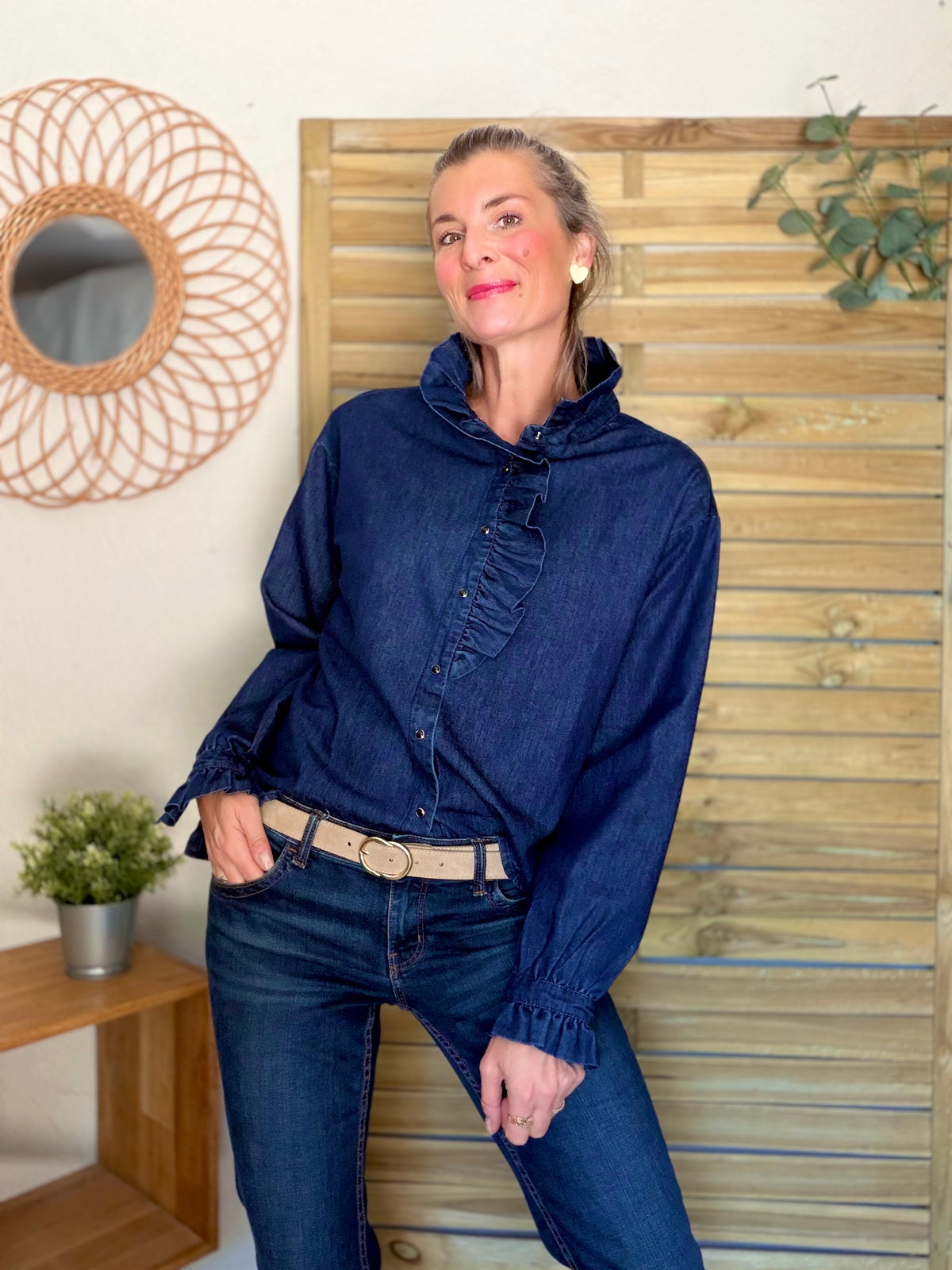 Chemise Denim brut col victorien SOPHIE