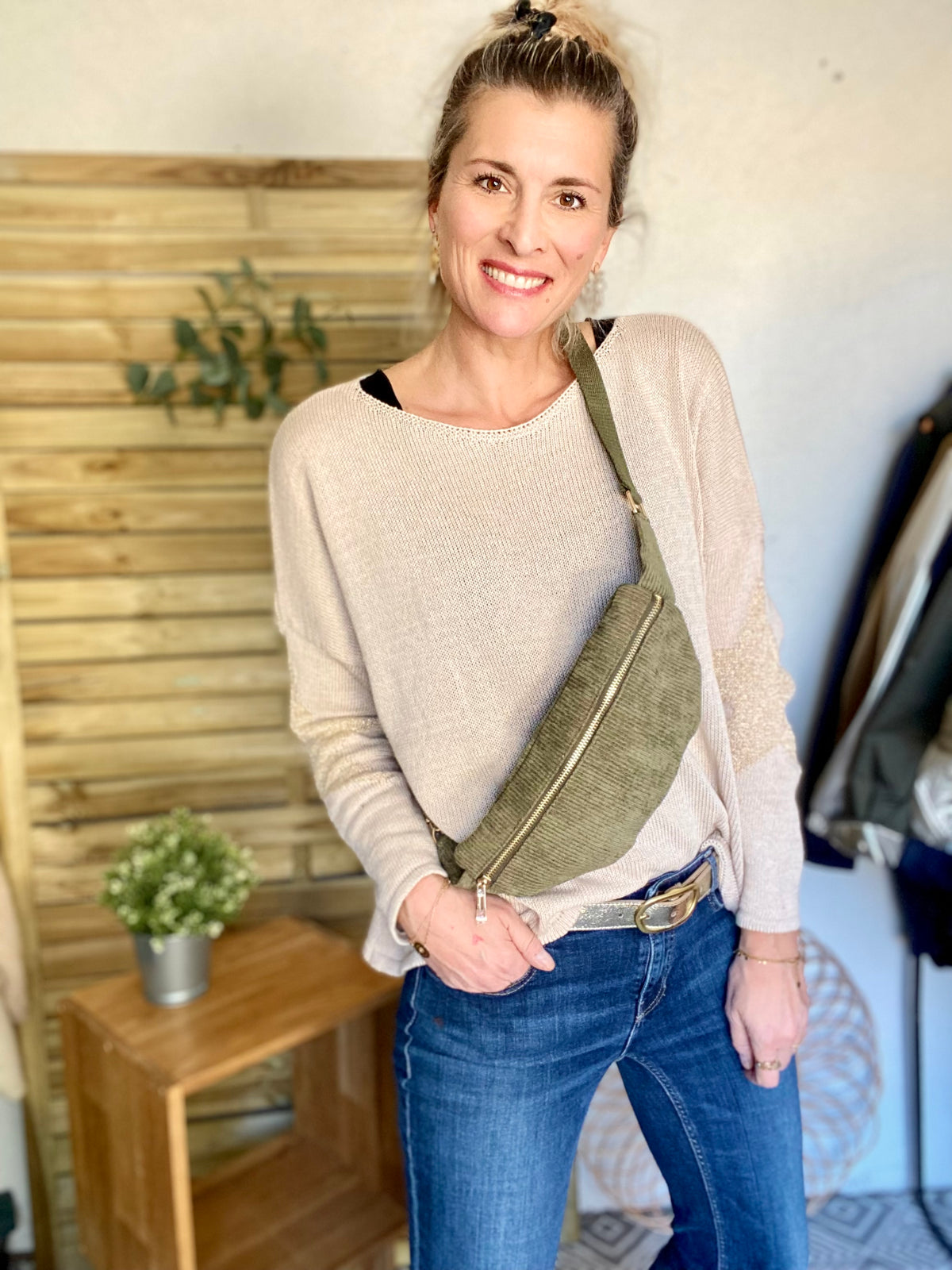 Sac banane M…ini - velours cotelé Ciao Boum - IVY - Kaki