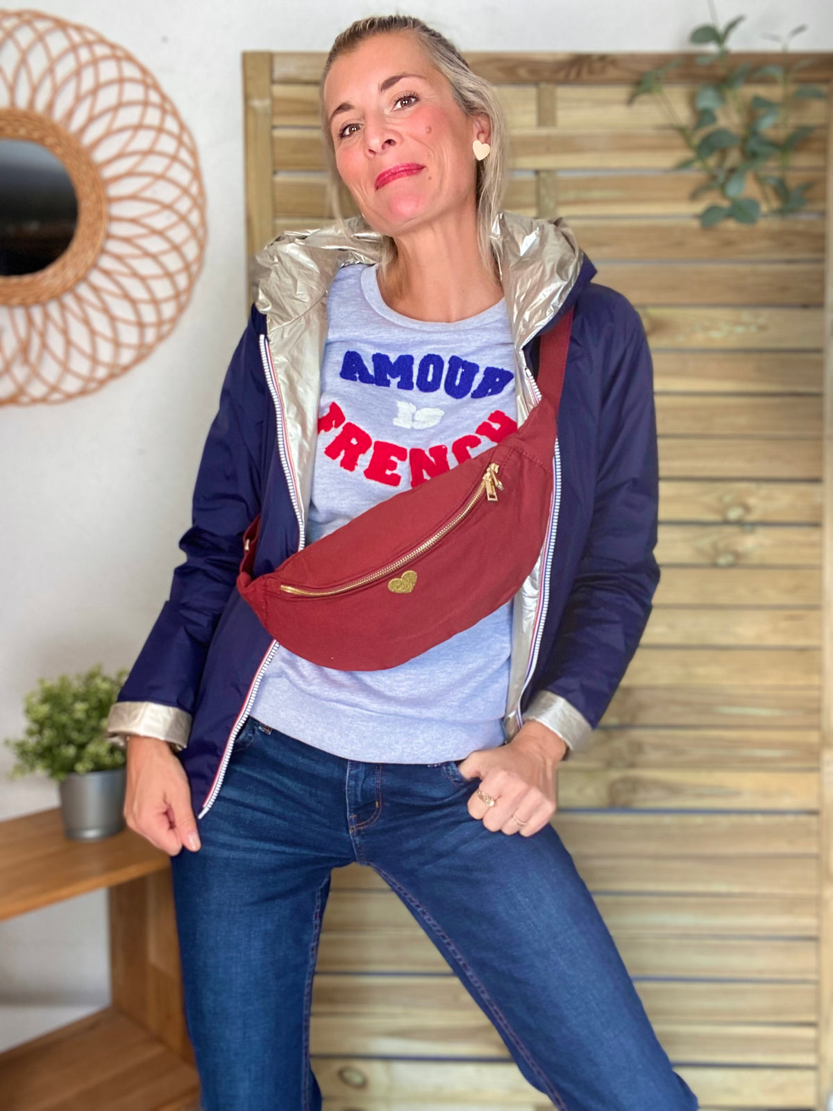 Sweat AMOUR IS FRENCH - OPHELIA - Gris / Tricolore 🇫🇷 FIN DE SÉRIE