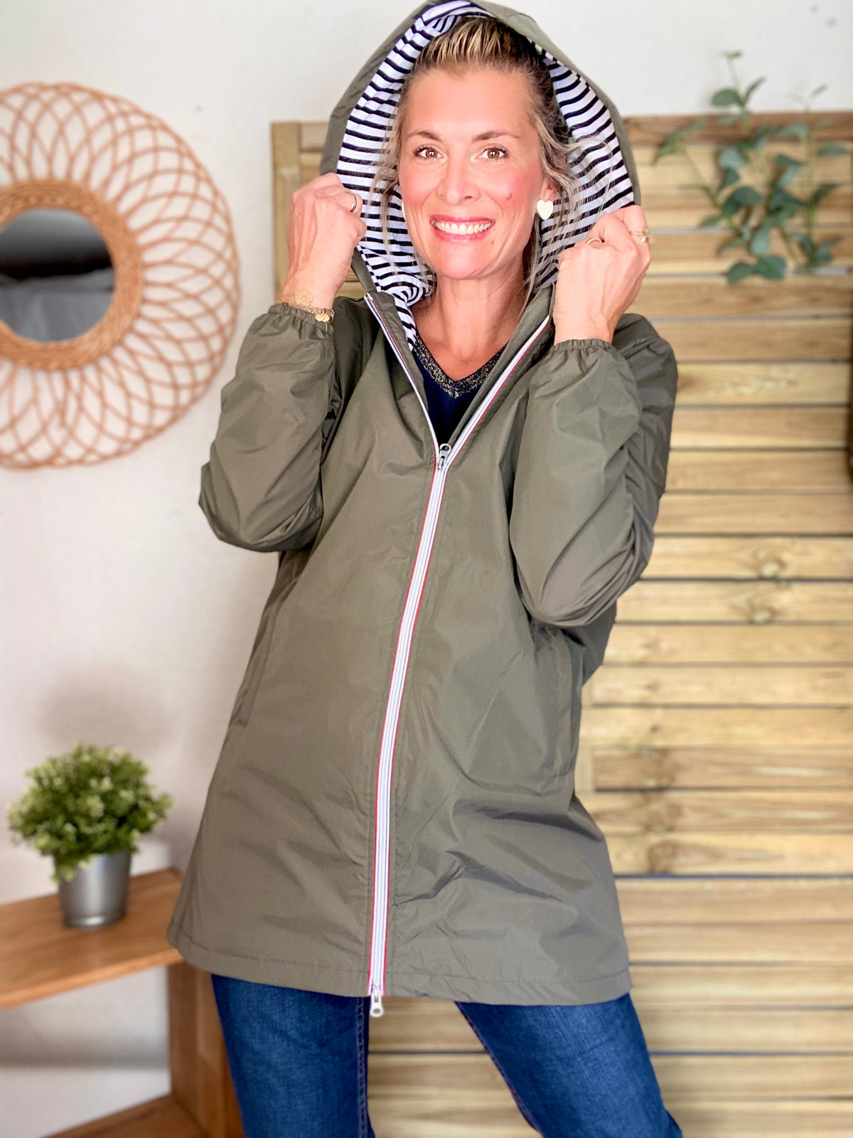 Imperméable doublé unisexe CÉLESTE - LE PETIT BRETON - Kaki (Taille petit) - FIN DE SÉRIE