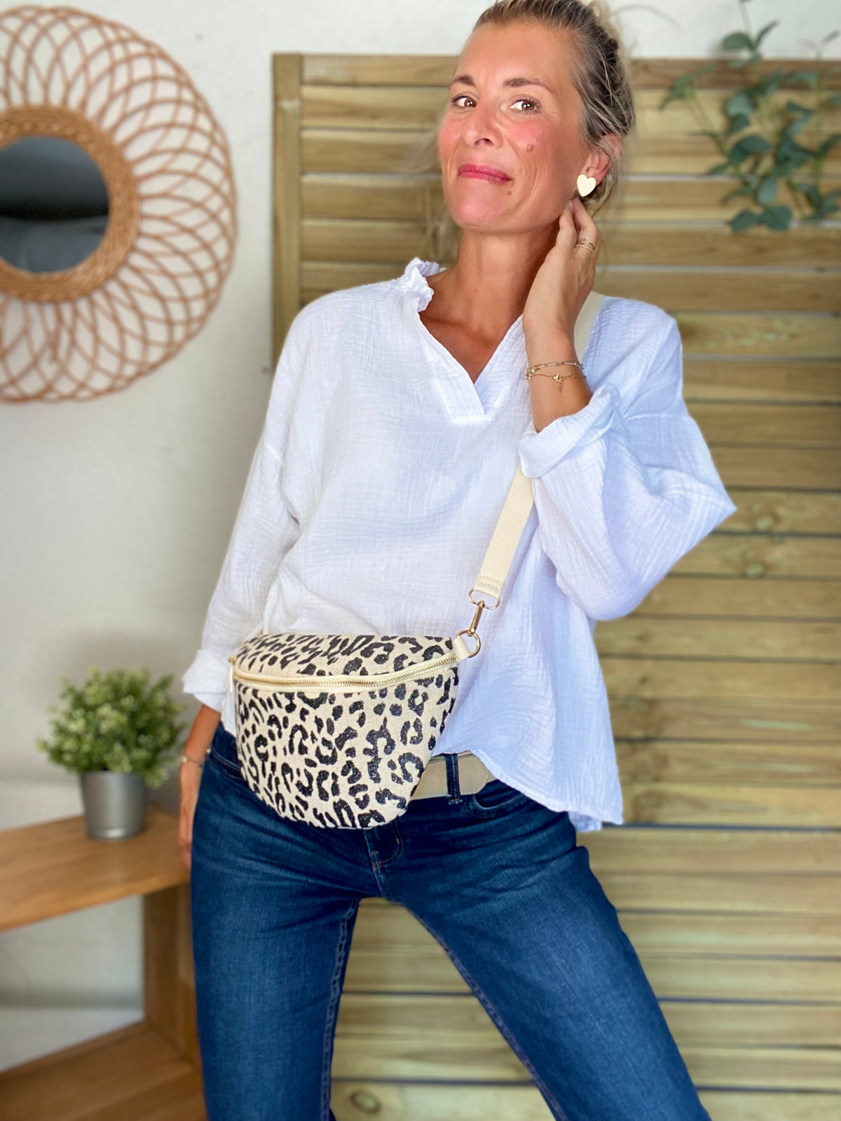 Blouse en gaze de coton SIERRA Blanche - manches longues • FIN DE SÉRIE