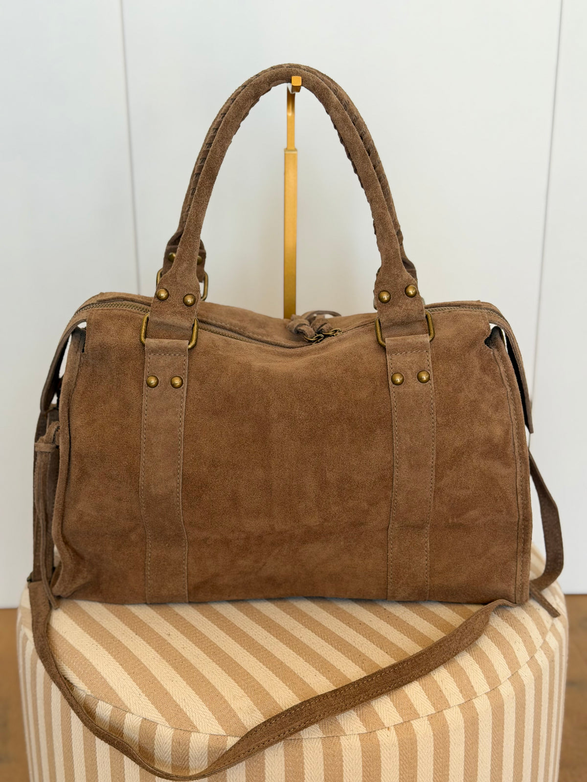 Sac cabas XL en cuir daim • HUNTER Taupe