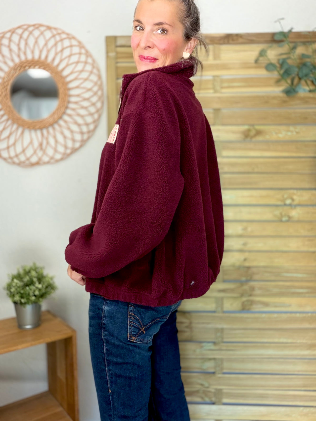 ⚡️ARRIVAGE • Veste teddy Sherpa zippée « Soleil » DORO Bordeaux